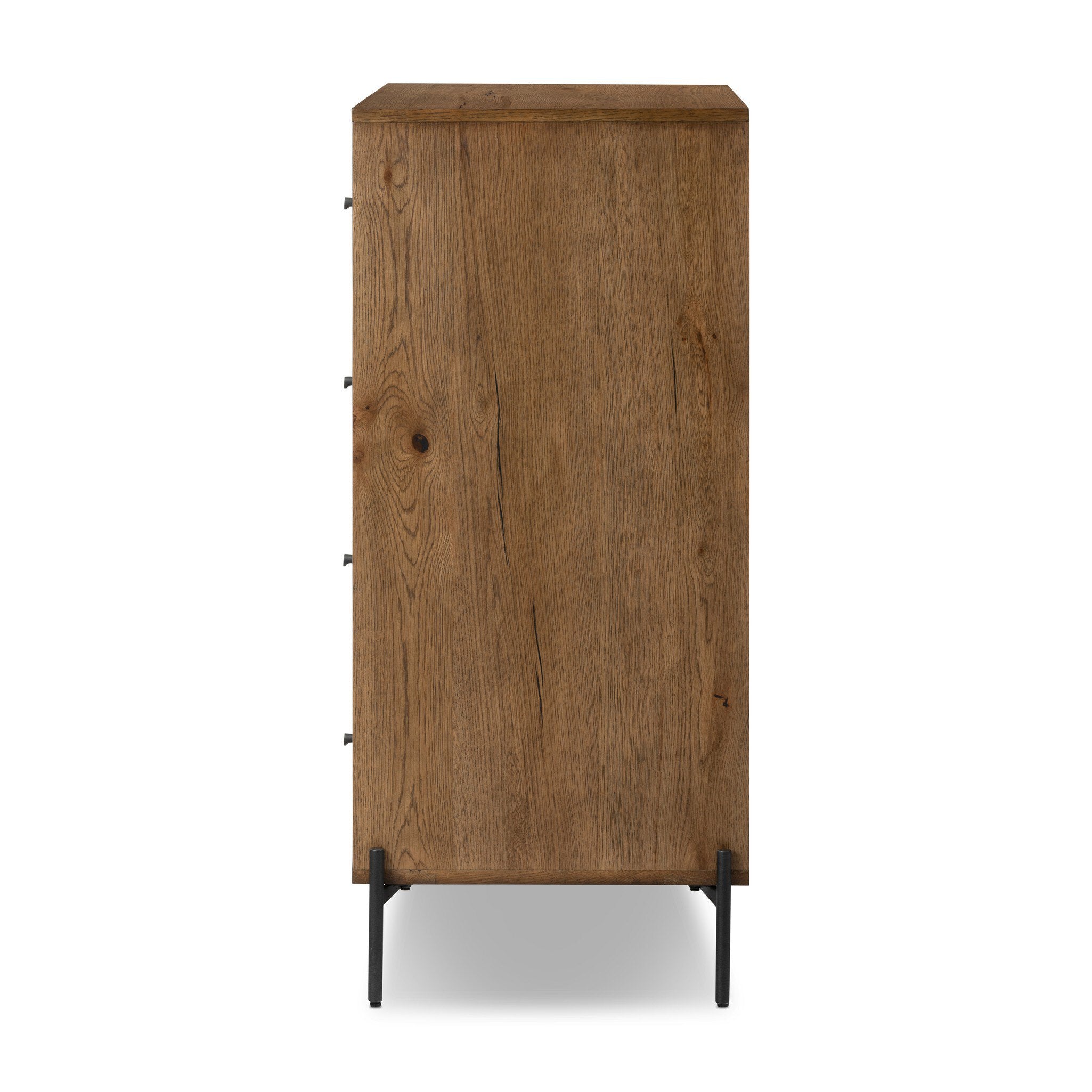 Four Hands Eaton 5 Drawer Dresser — Amber Oak Resin-Dark Gunmetal