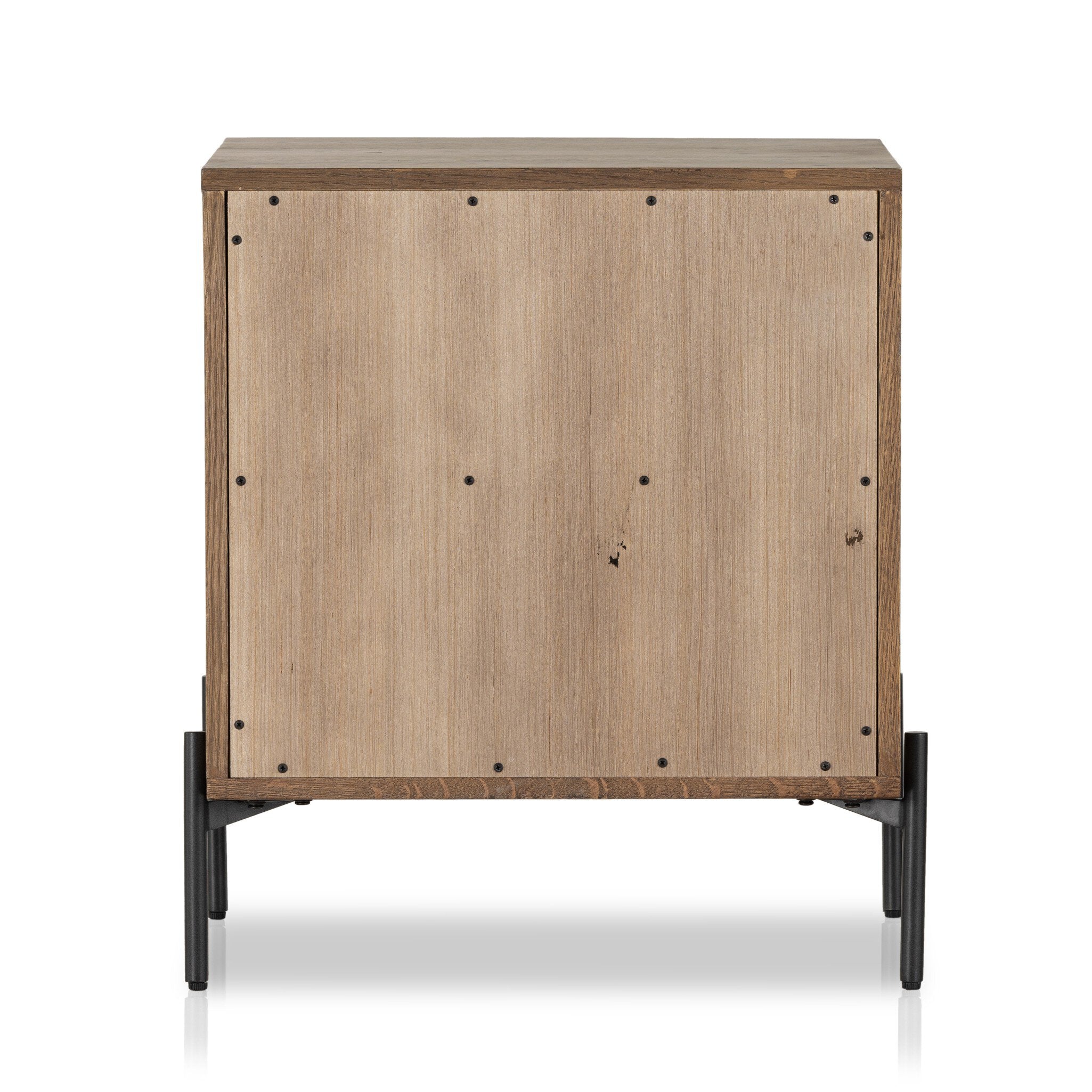 Four Hands Eaton Nightstand — Amber Oak Resin-Dark Gunmetal