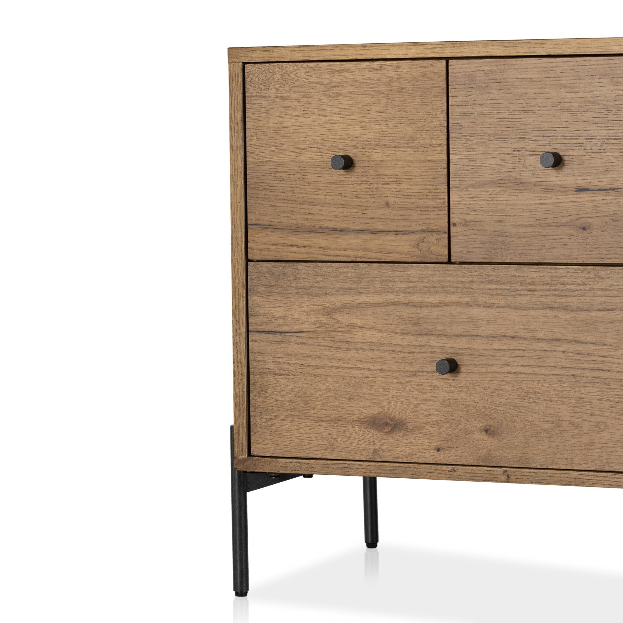 Four Hands Eaton Nightstand — Amber Oak Resin-Dark Gunmetal