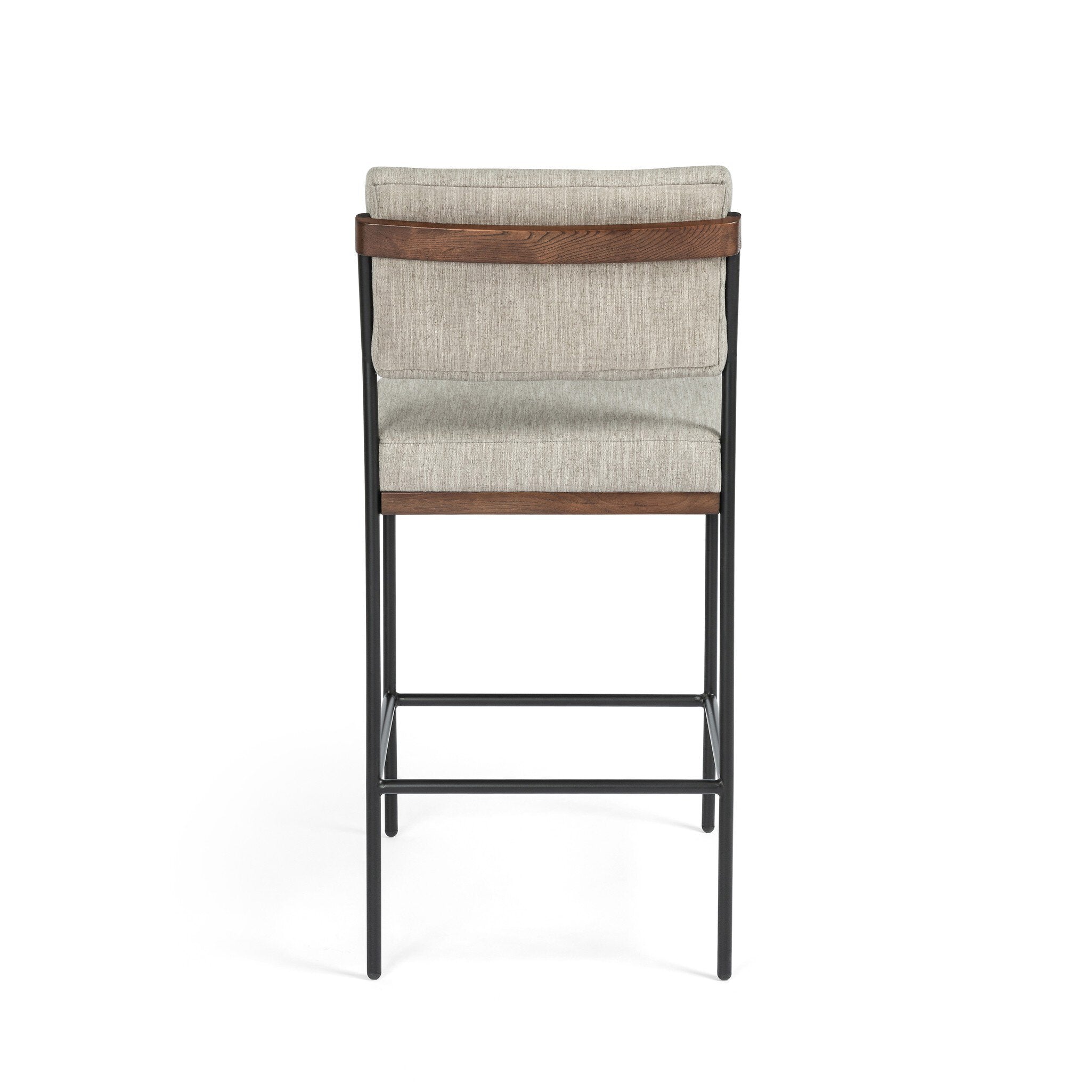 Four Hands Benton Bar + Counter Stool — Savile Flannel-Almond Oak-Midnight Iron-Bar