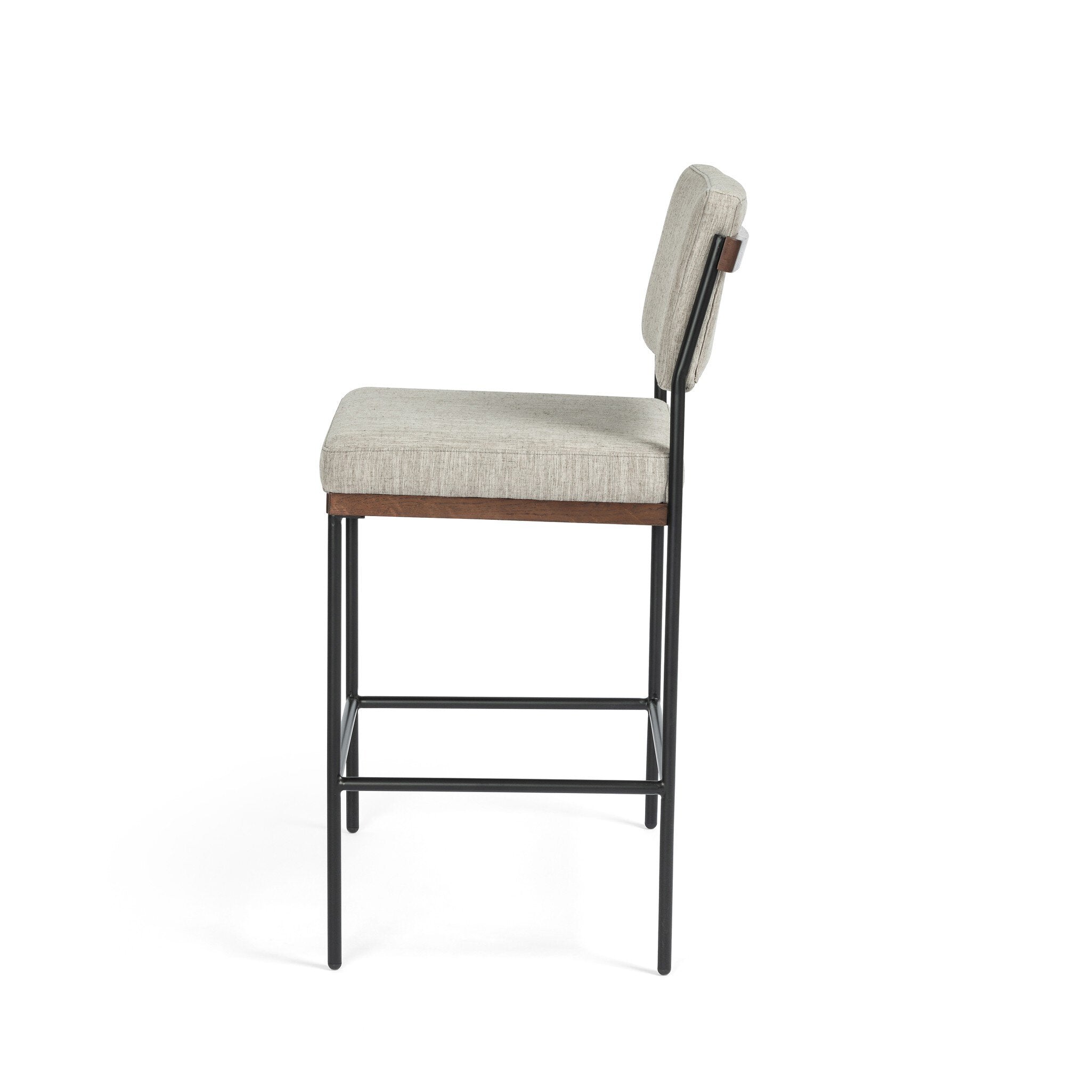 Four Hands Benton Bar + Counter Stool — Savile Flannel-Almond Oak-Midnight Iron-Bar