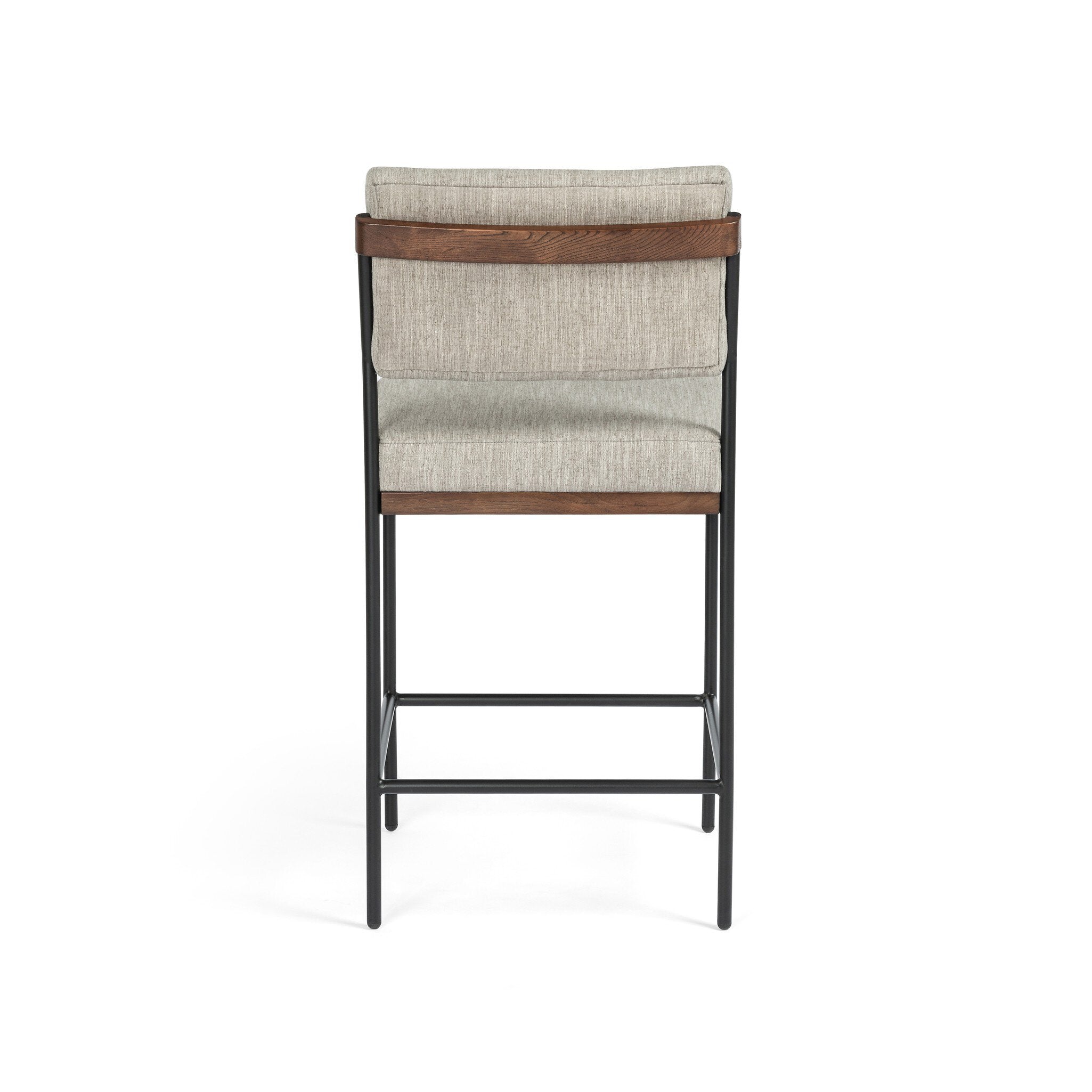 Four Hands Benton Bar + Counter Stool — Savile Flannel-Almond Oak-Midnight Iron-Counter