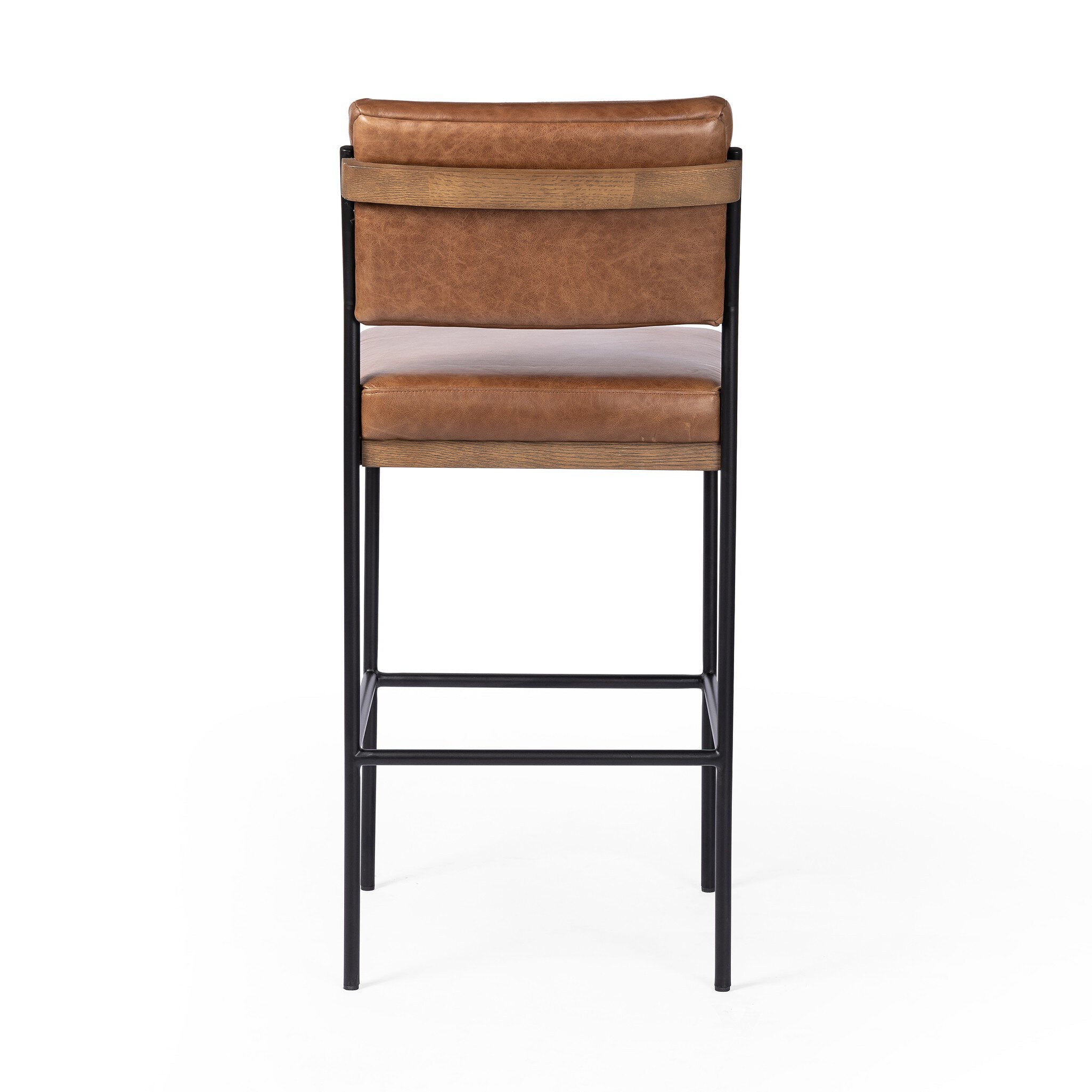 Four Hands Benton Bar + Counter Stool — Sonoma Chestnut-Drifted Oak-Midnight Iron-Bar