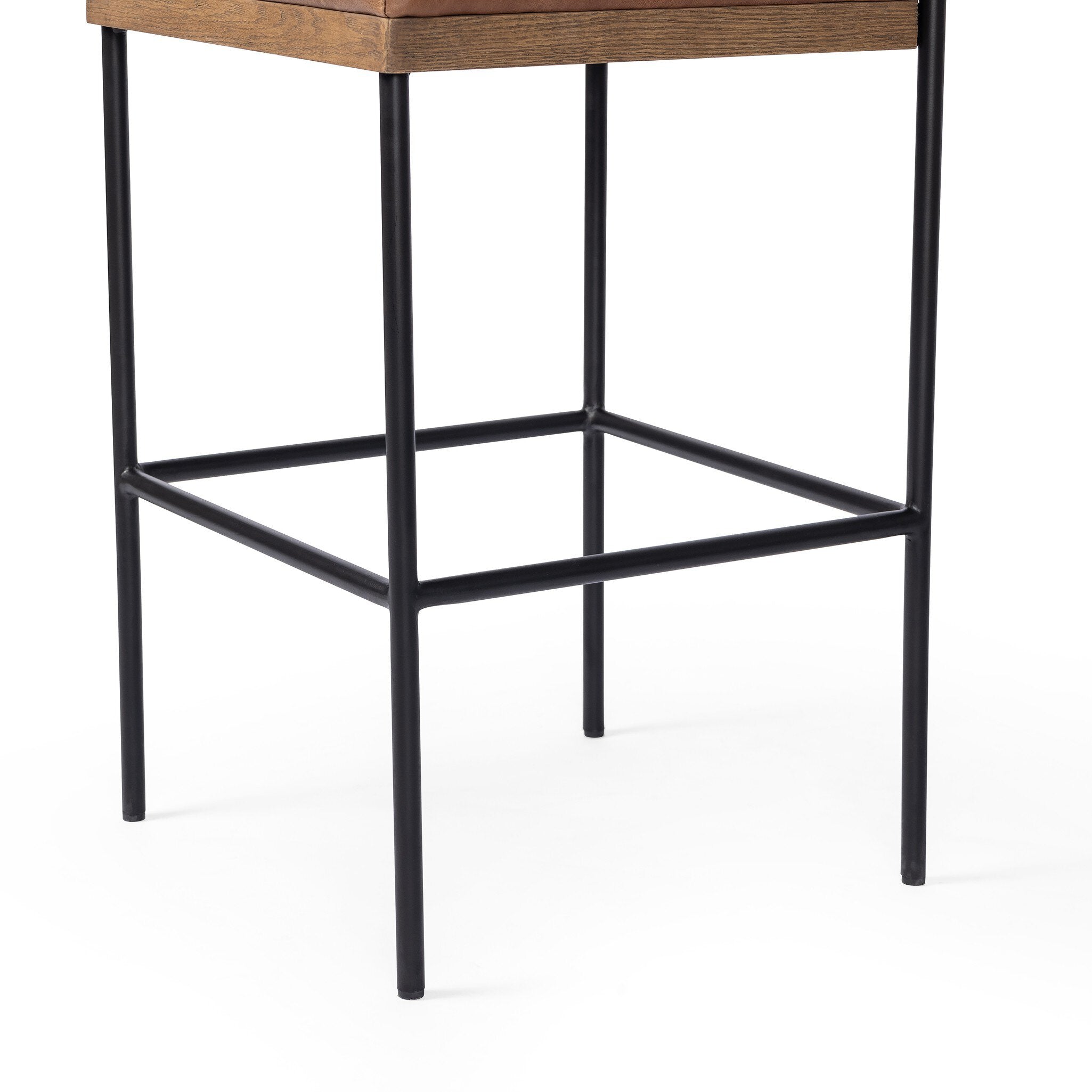 Four Hands Benton Bar + Counter Stool — Sonoma Chestnut-Drifted Oak-Midnight Iron-Bar