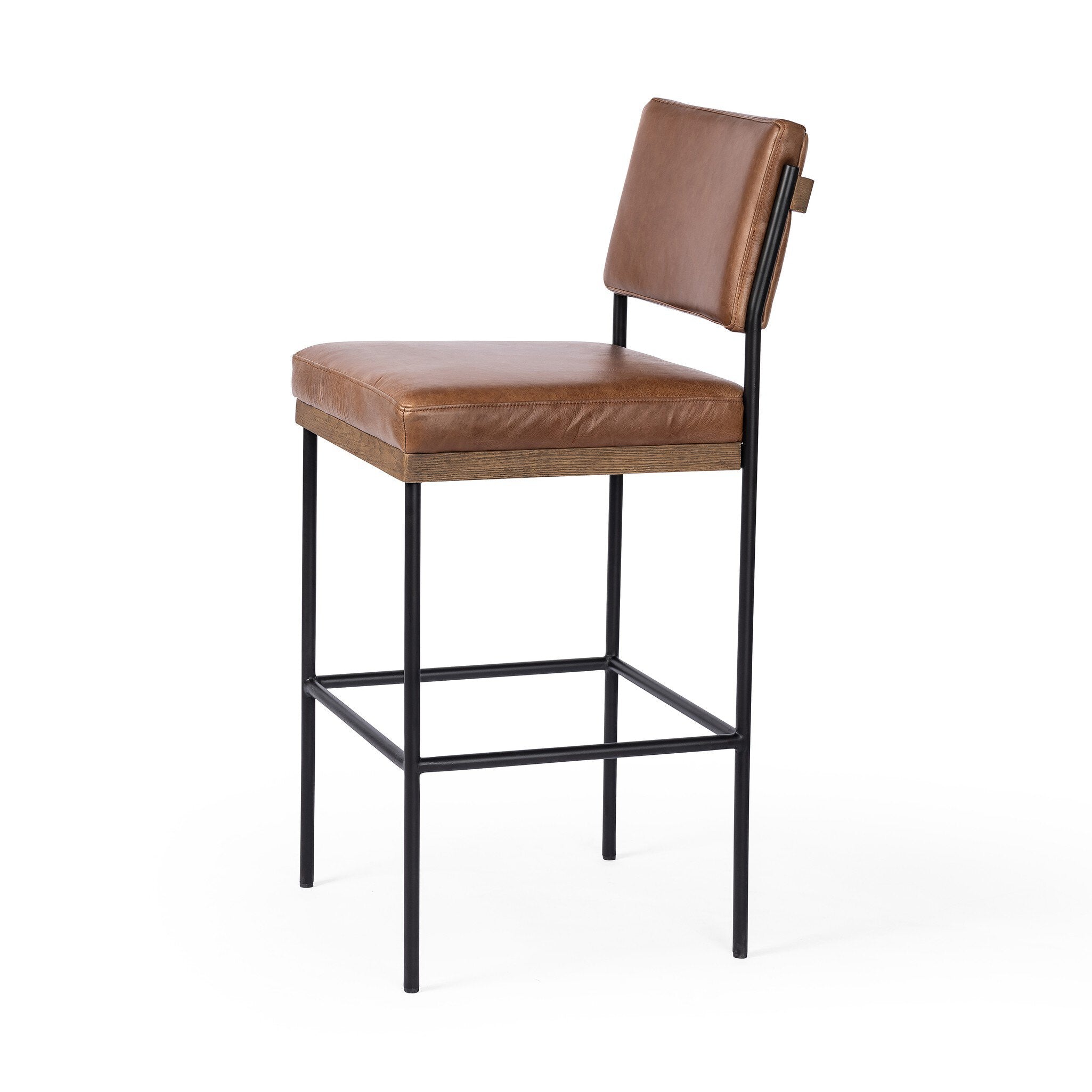 Four Hands Benton Bar + Counter Stool — Sonoma Chestnut-Drifted Oak-Midnight Iron-Bar