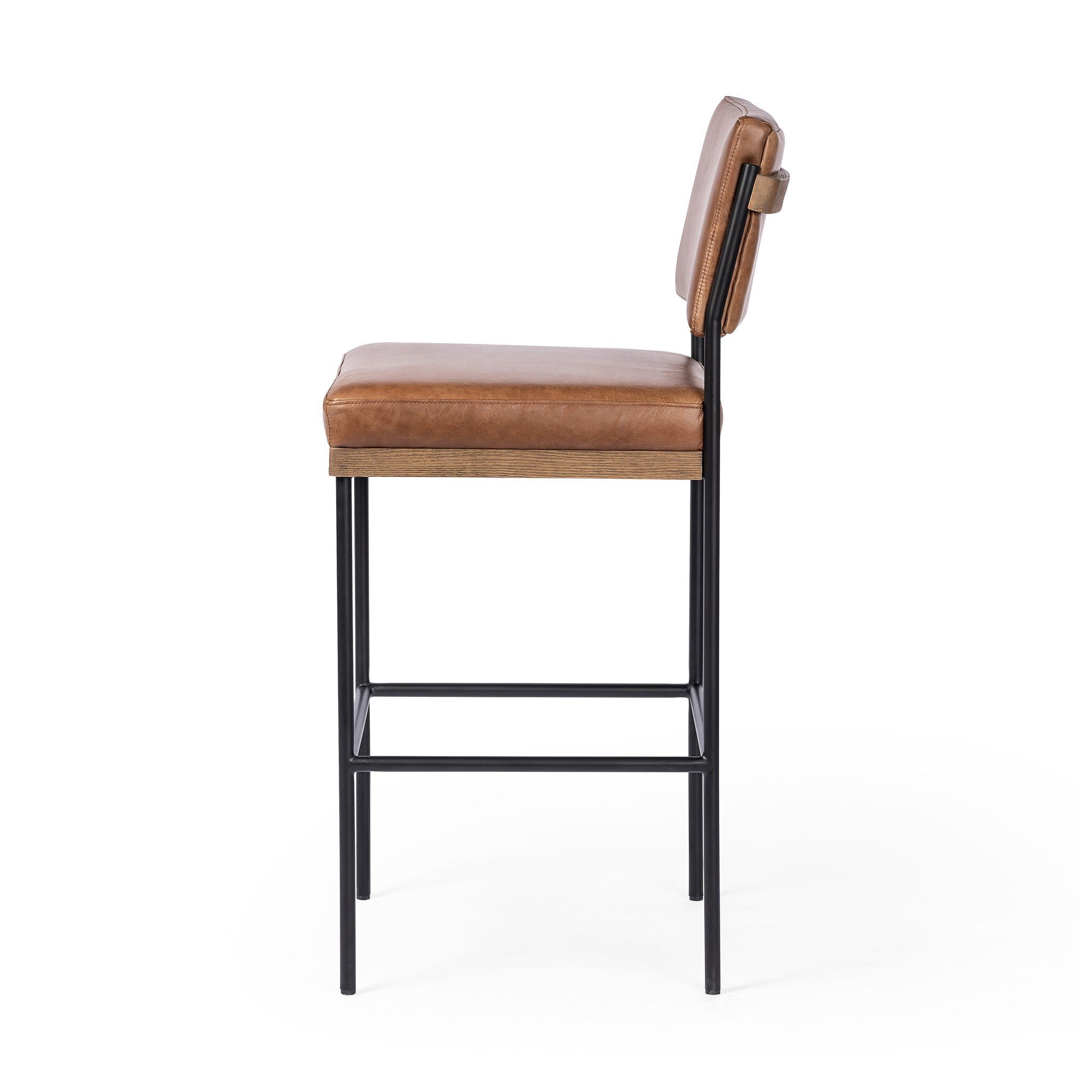 Four Hands Benton Bar + Counter Stool — Sonoma Chestnut-Drifted Oak-Midnight Iron-Bar