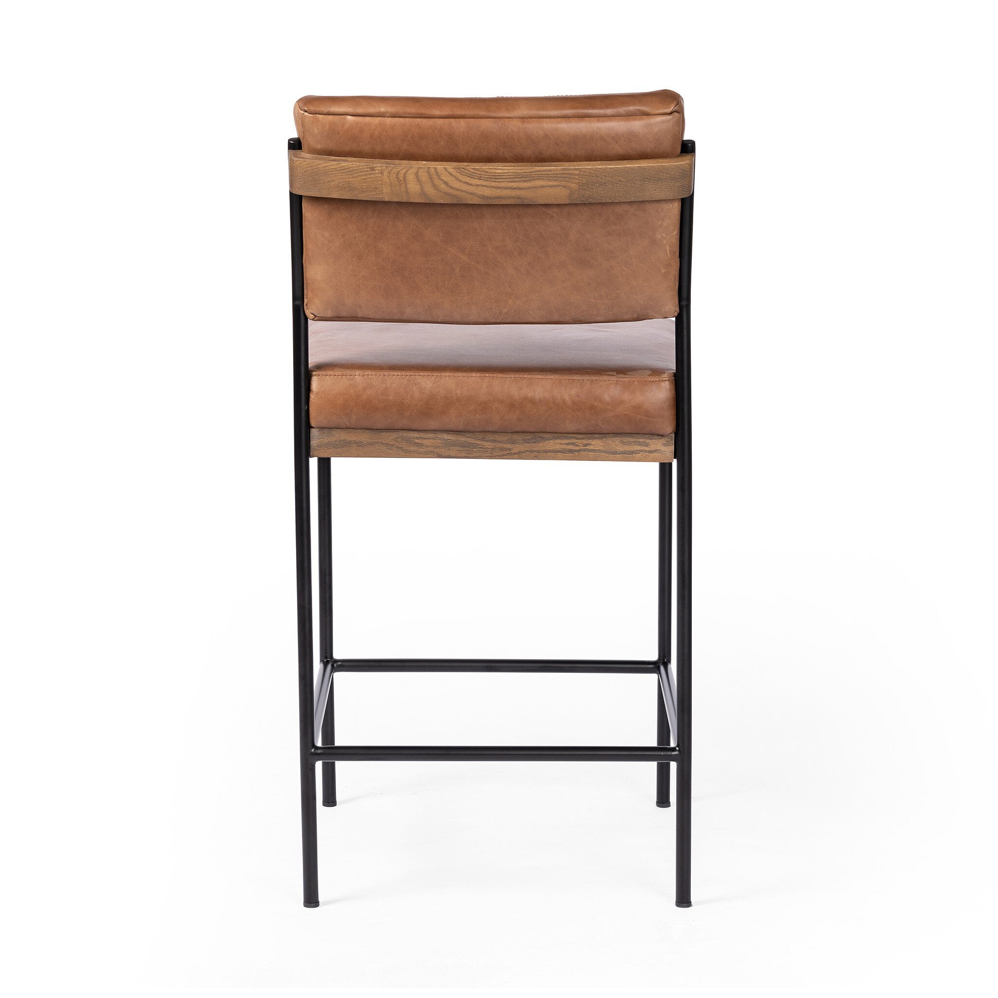 Four Hands Benton Bar + Counter Stool — Sonoma Chestnut-Drifted Oak-Midnight Iron-Counter