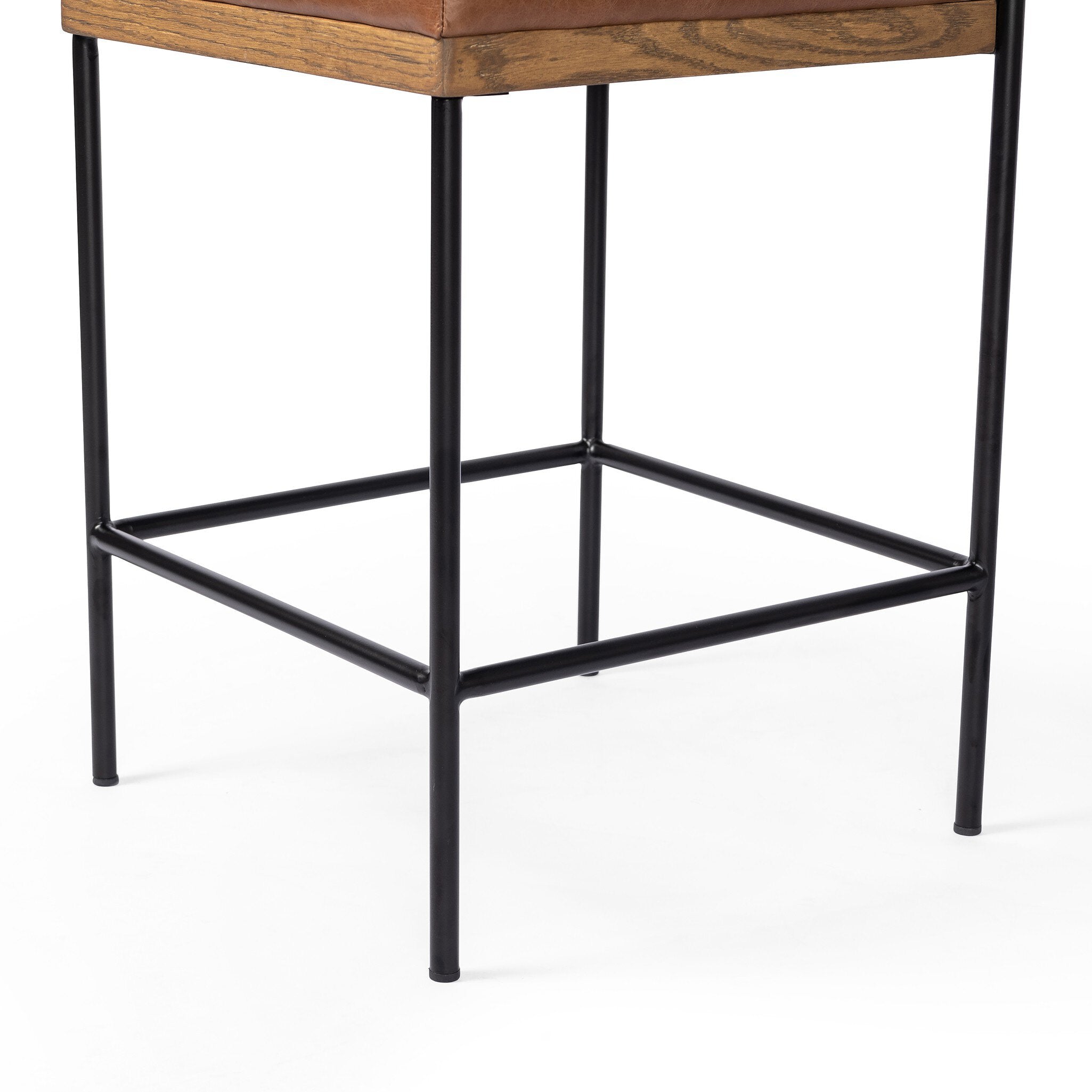 Four Hands Benton Bar + Counter Stool — Sonoma Chestnut-Drifted Oak-Midnight Iron-Counter