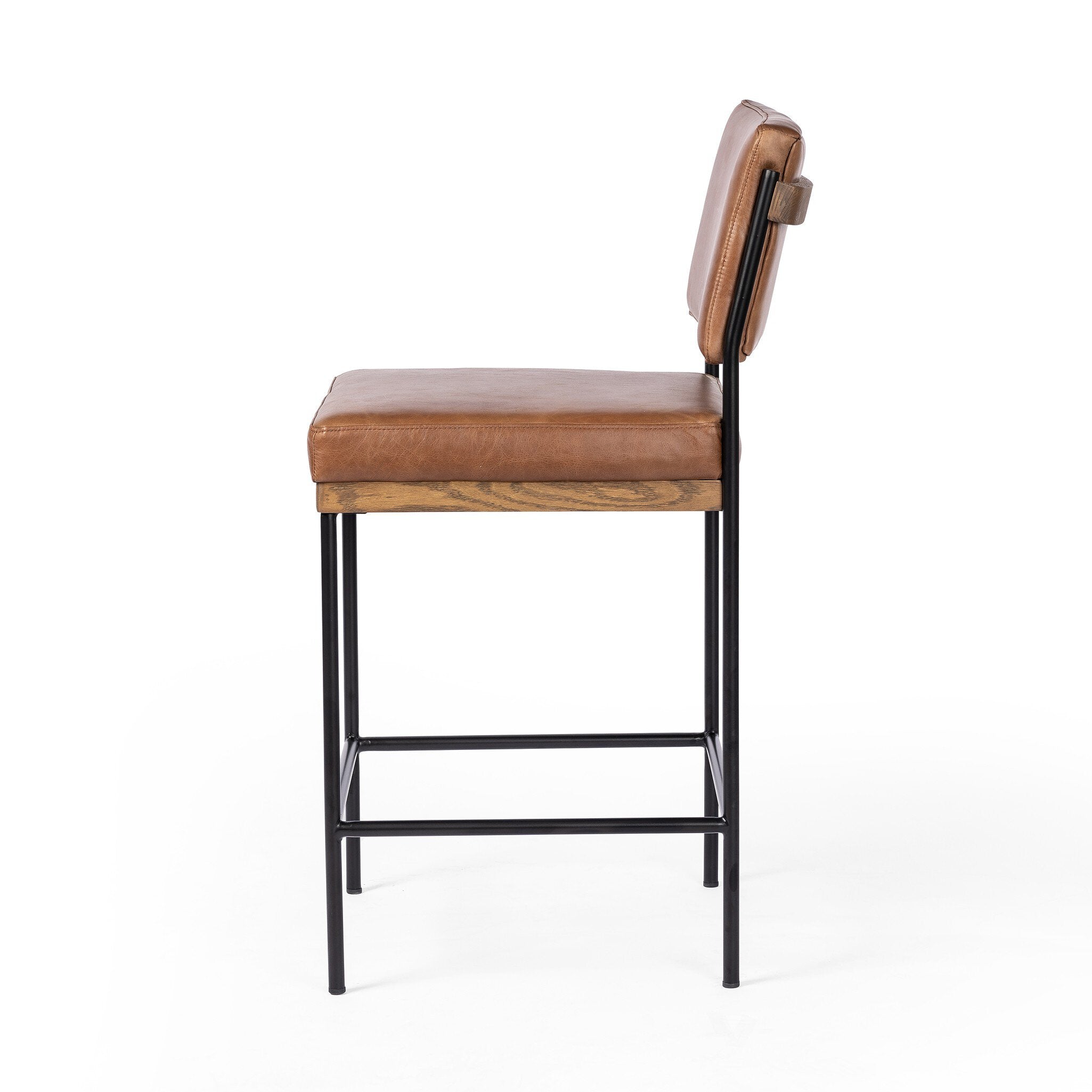 Four Hands Benton Bar + Counter Stool — Sonoma Chestnut-Drifted Oak-Midnight Iron-Counter