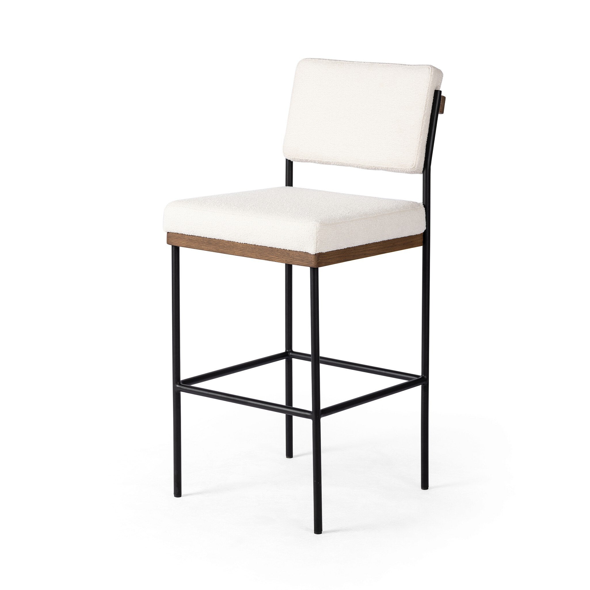 Four Hands Benton Bar + Counter Stool — Fayette Cloud-Drifted Oak-Midnight Iron-Bar