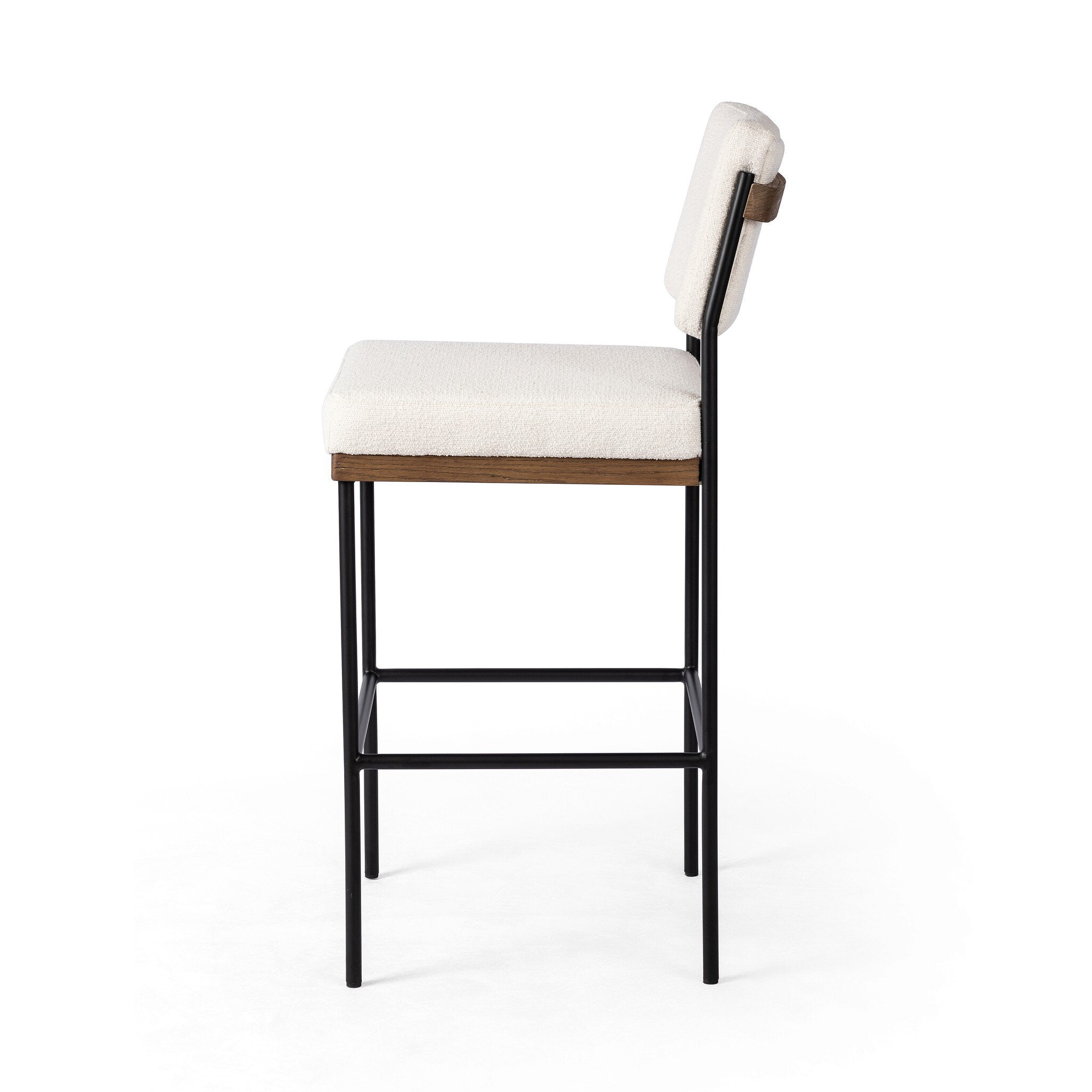 Four Hands Benton Bar + Counter Stool — Fayette Cloud-Drifted Oak-Midnight Iron-Bar