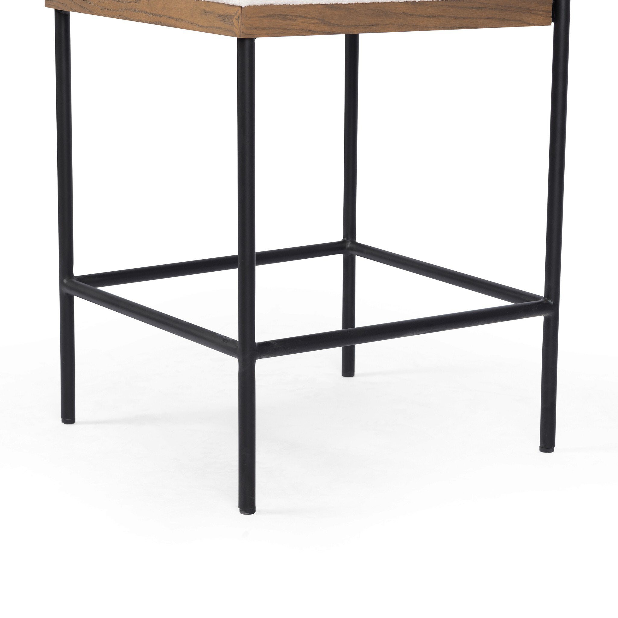 Four Hands Benton Bar + Counter Stool — Fayette Cloud-Drifted Oak-Midnight Iron-Counter