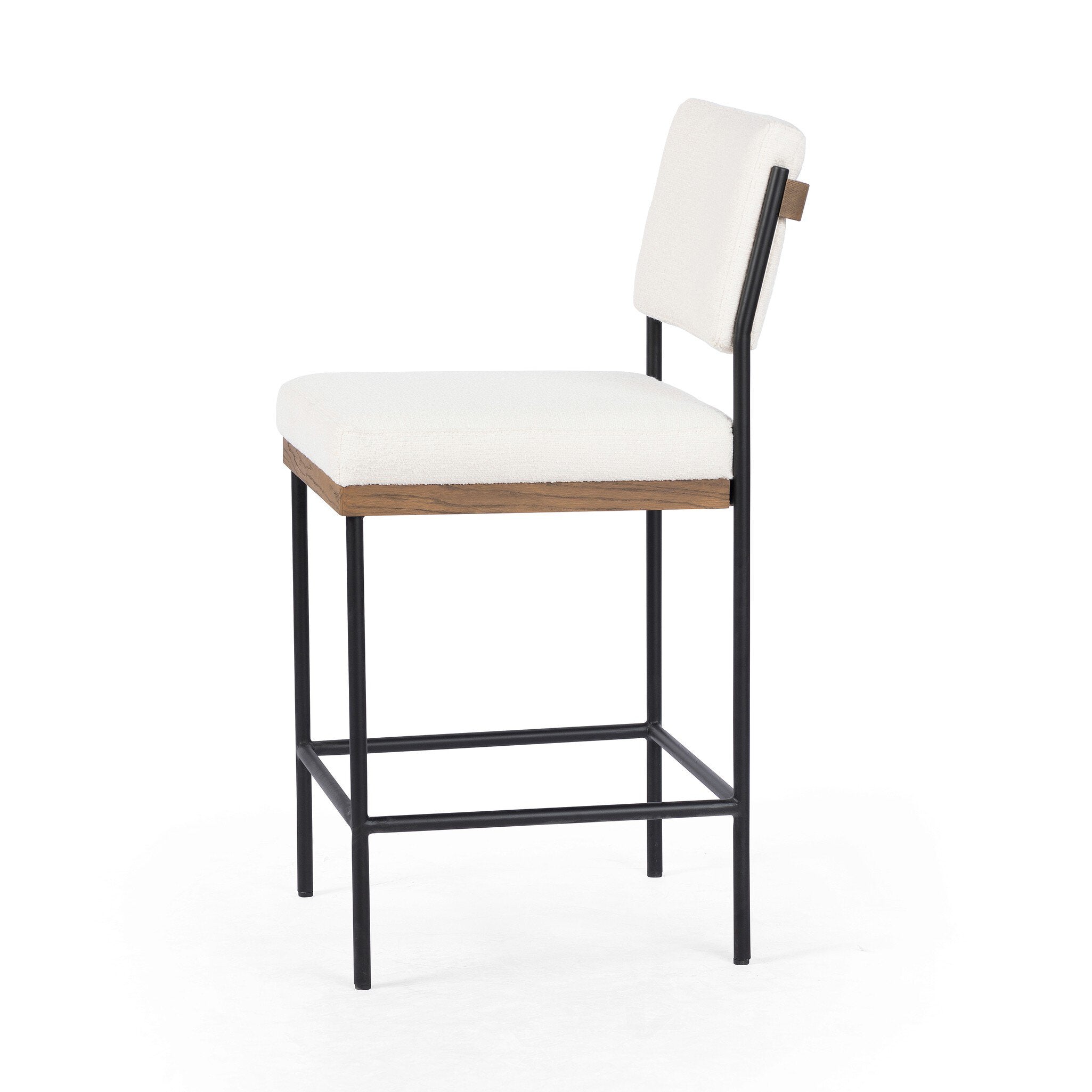 Four Hands Benton Bar + Counter Stool — Fayette Cloud-Drifted Oak-Midnight Iron-Counter