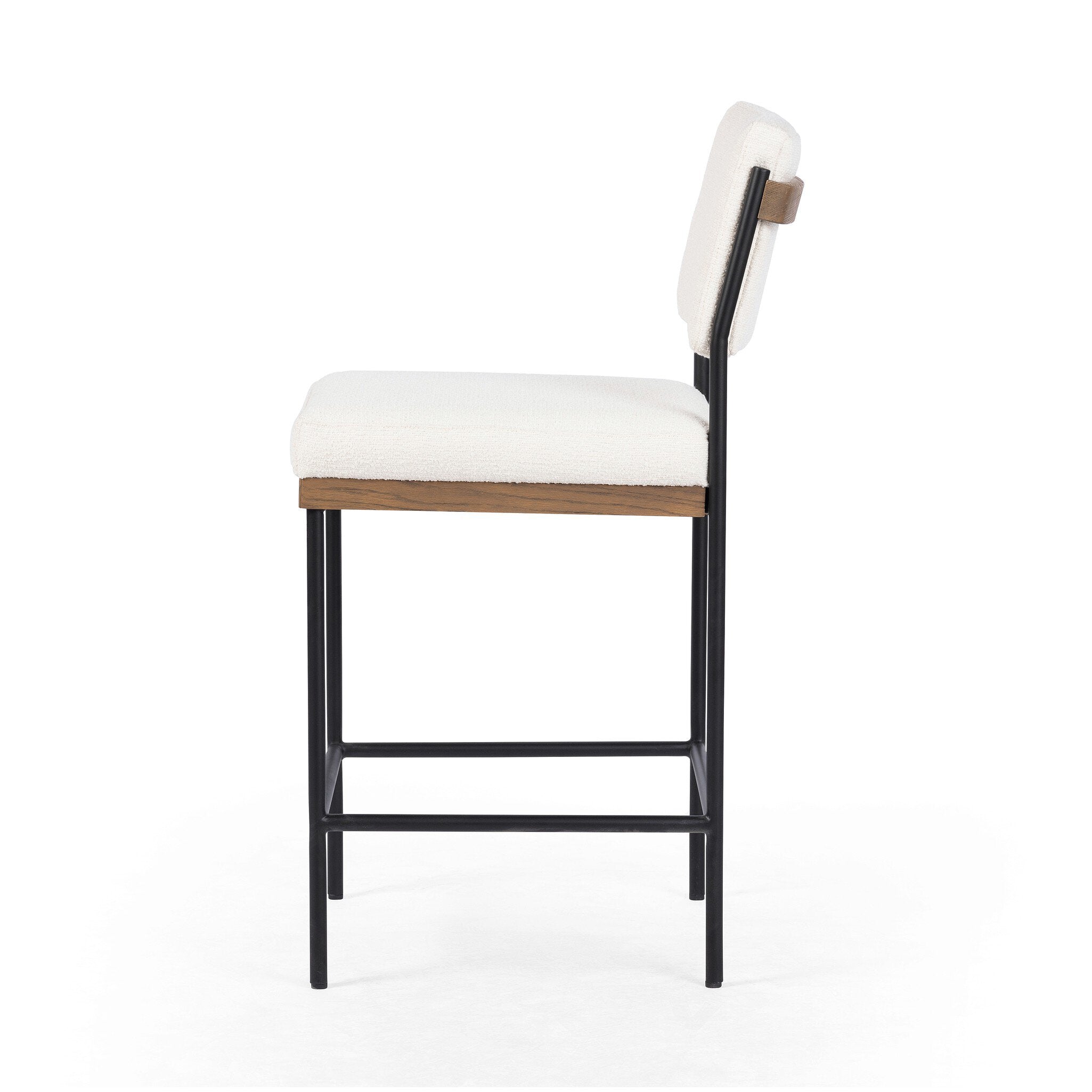 Four Hands Benton Bar + Counter Stool — Fayette Cloud-Drifted Oak-Midnight Iron-Counter
