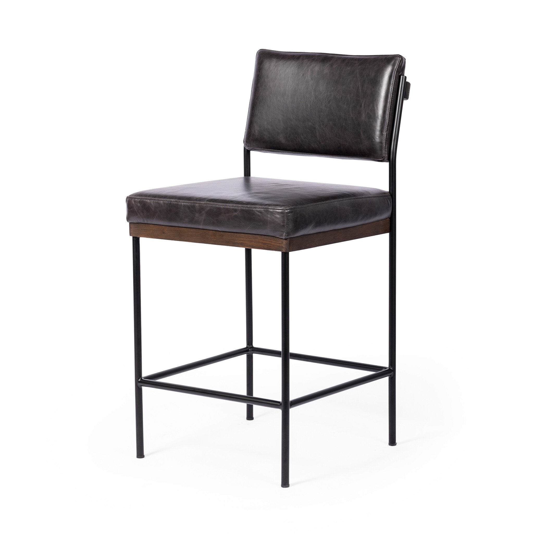 Four Hands Benton Bar + Counter Stool — Sonoma Black-Burnt Oak-Midnight Iron-Bar