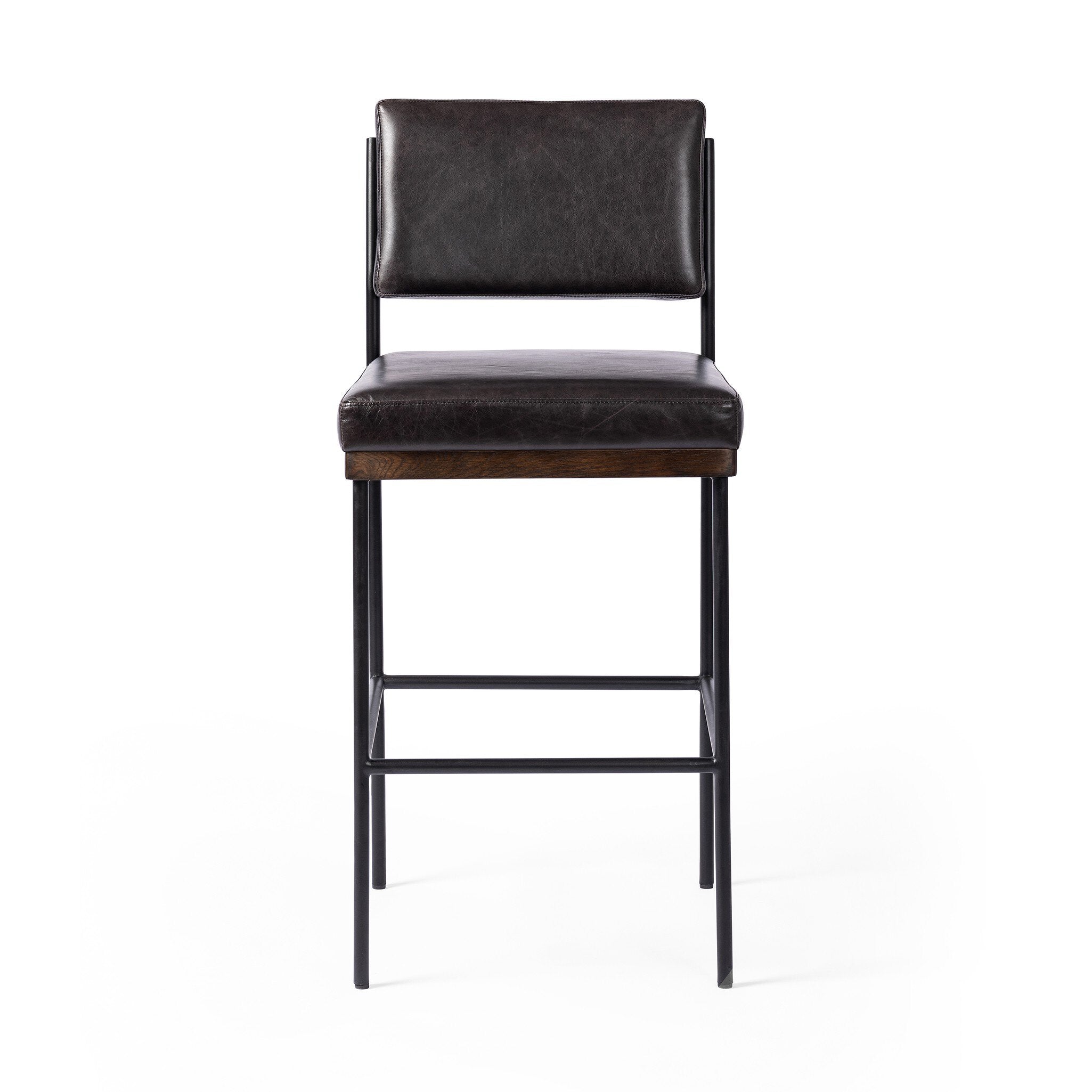 Four Hands Benton Bar + Counter Stool — Sonoma Black-Burnt Oak-Midnight Iron-Counter