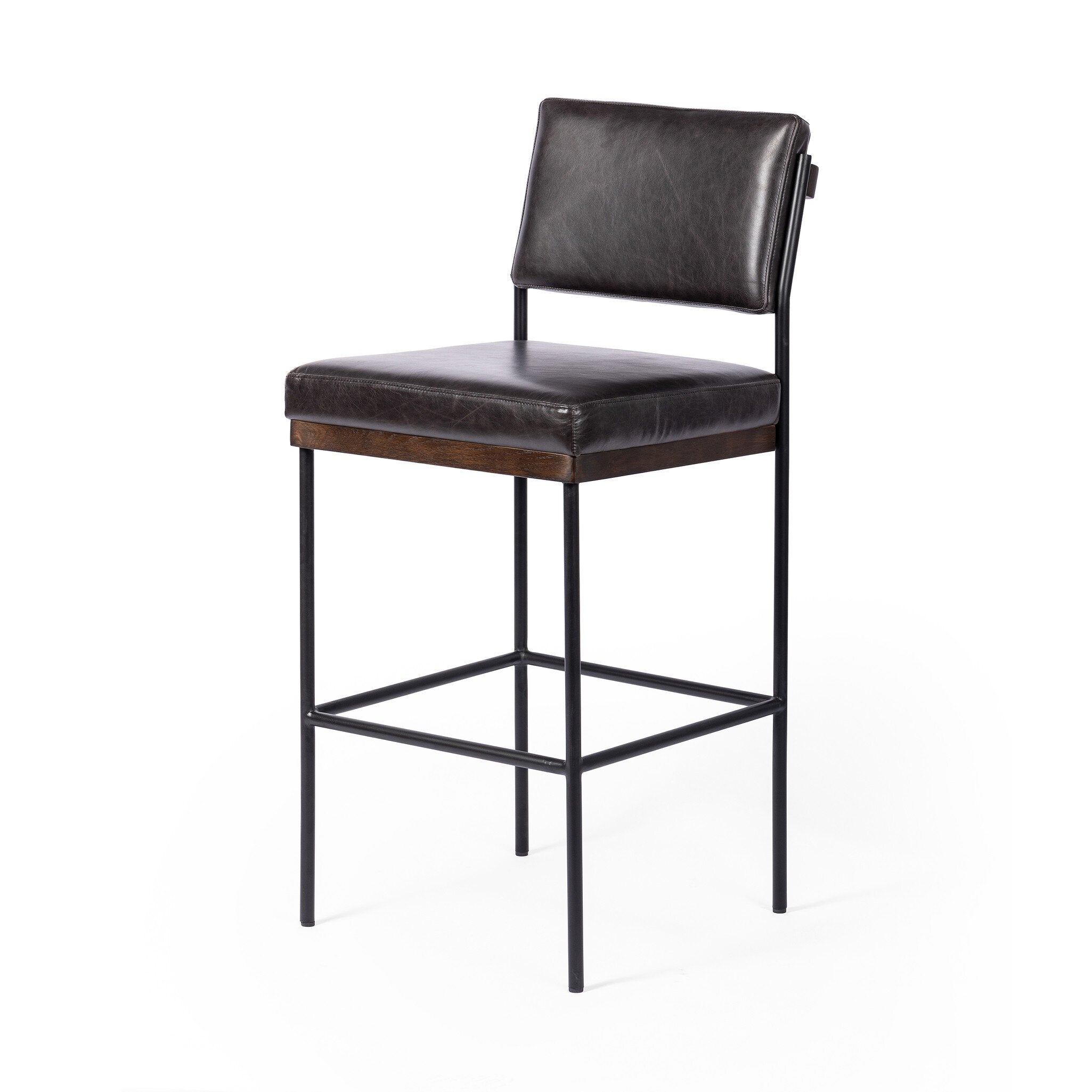 Four Hands Benton Bar + Counter Stool — Sonoma Black-Burnt Oak-Midnight Iron-Counter