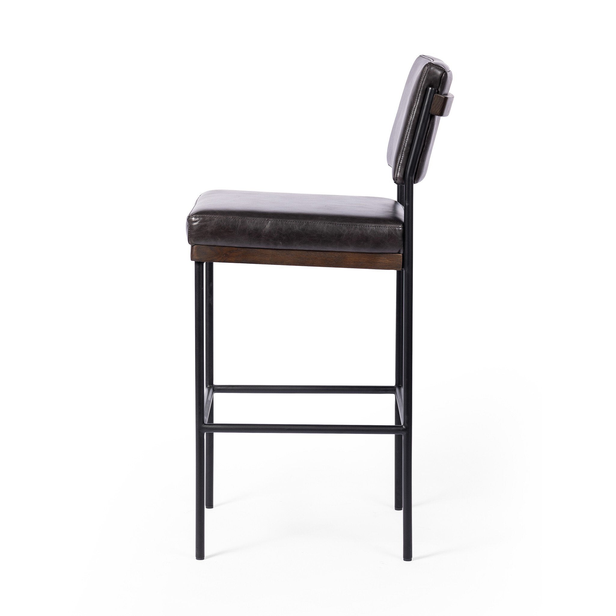Four Hands Benton Bar + Counter Stool — Sonoma Black-Burnt Oak-Midnight Iron-Counter