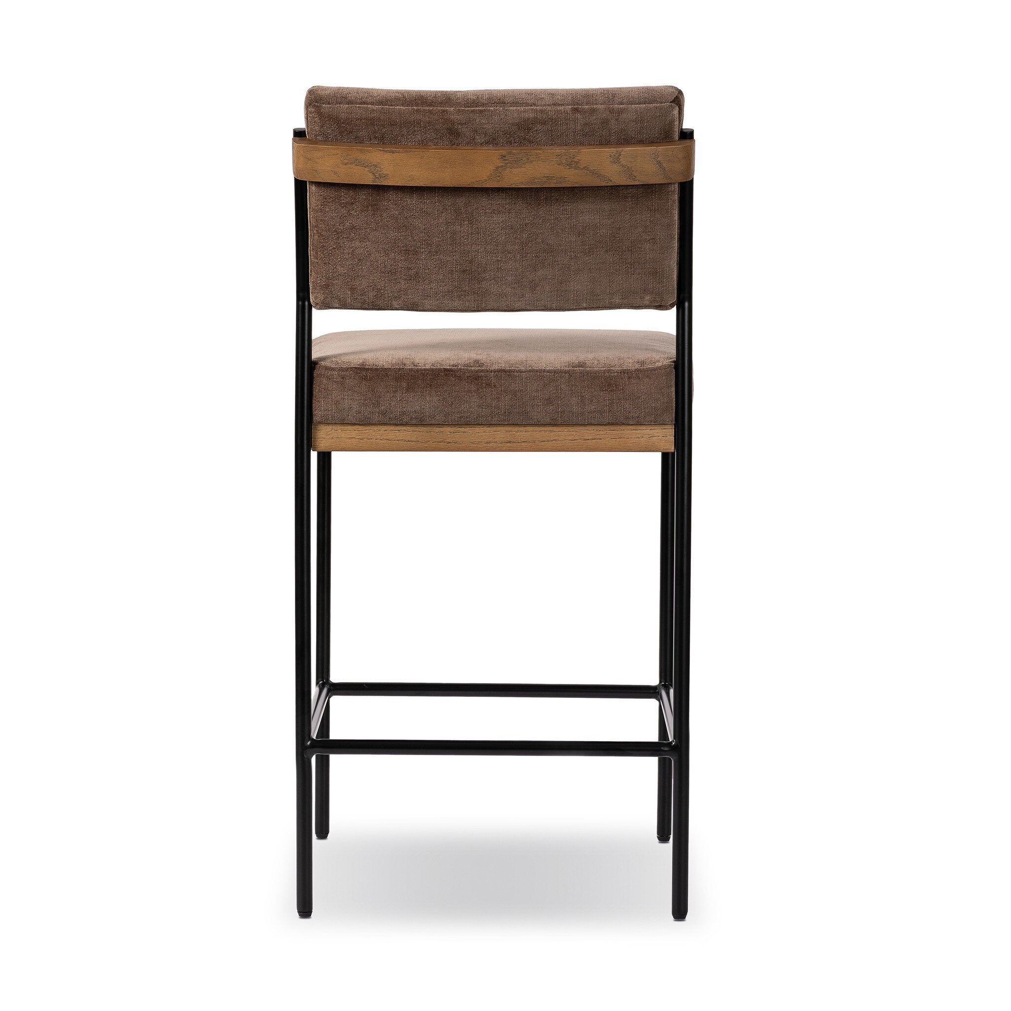 Four Hands Benton Bar + Counter Stool — Altair Mushroom-Smoked Grey-Midnight Iron-Counter