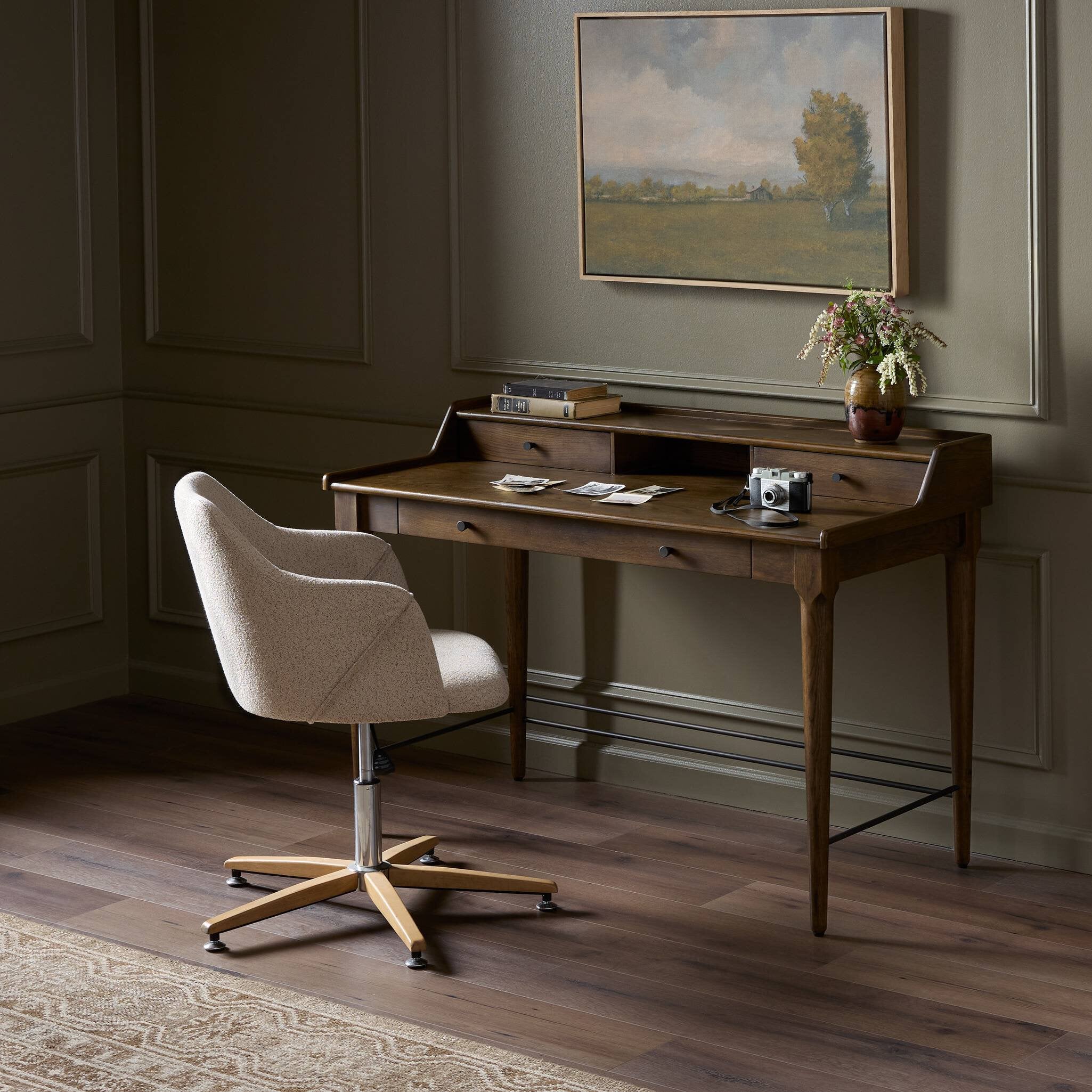 Four Hands Moreau Desk — Dark Toasted Oak-Aged Black