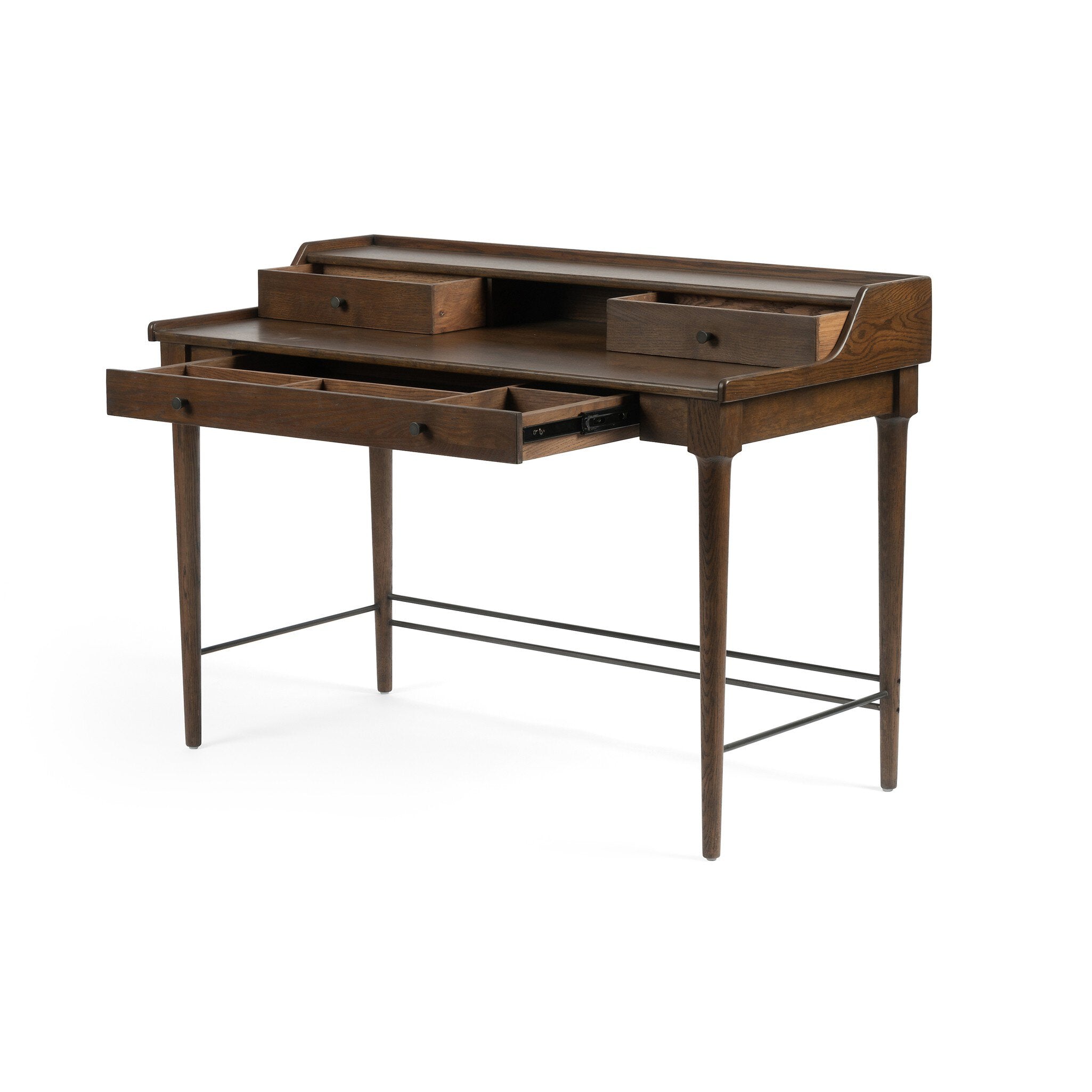 Four Hands Moreau Desk — Dark Toasted Oak-Aged Black
