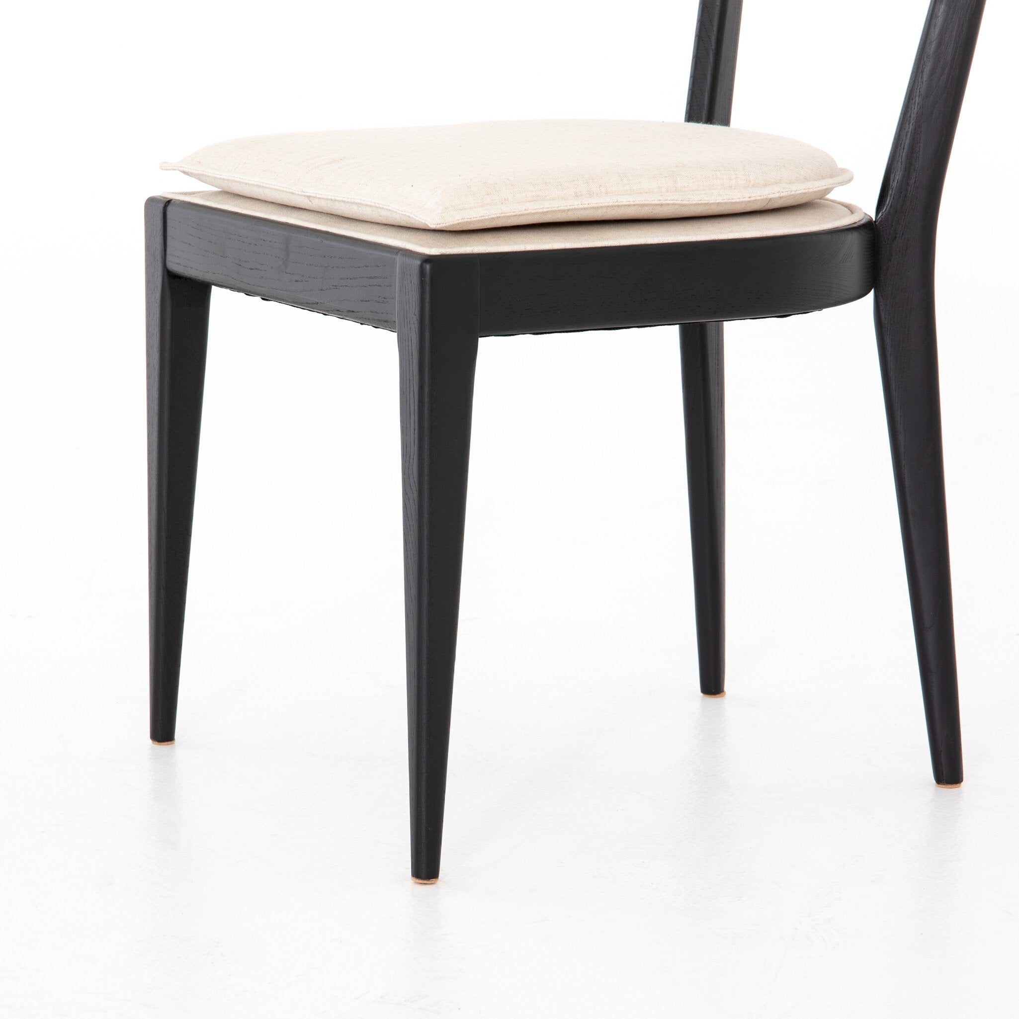 Four Hands Britt Dining Chair — Brushed Ebony-Savile Flax-Natural Cane