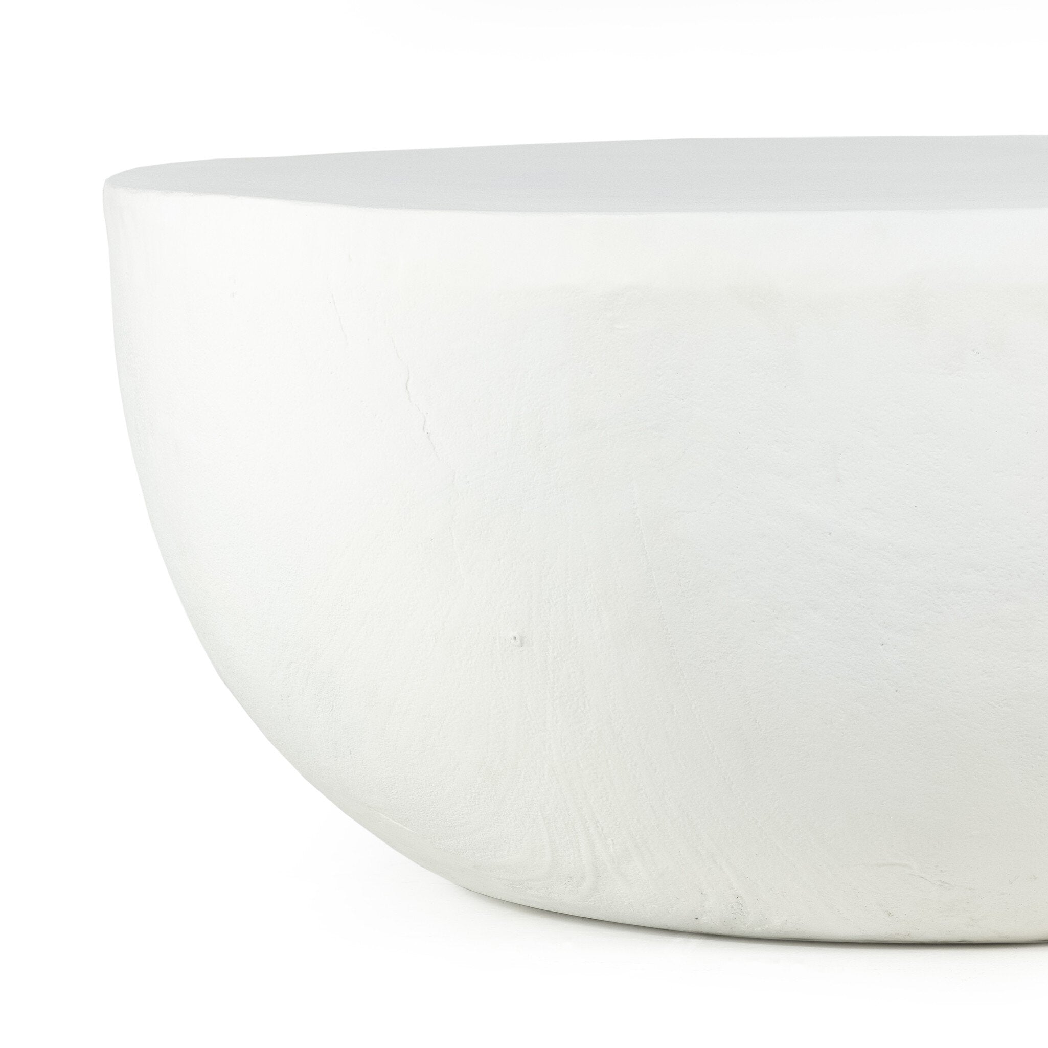 Four Hands Basil Outdoor Round Coffee Table — Matte White Cast Aluminum