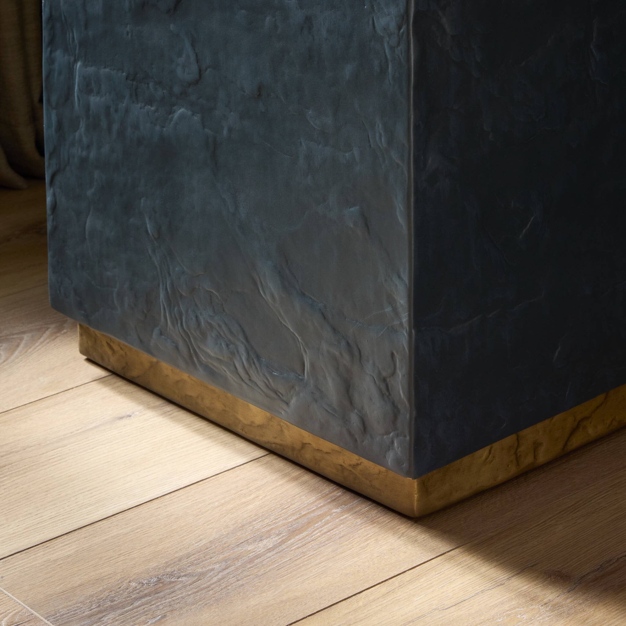 Four Hands Ely Planter — Dark Slate-Slate Brass Concrete