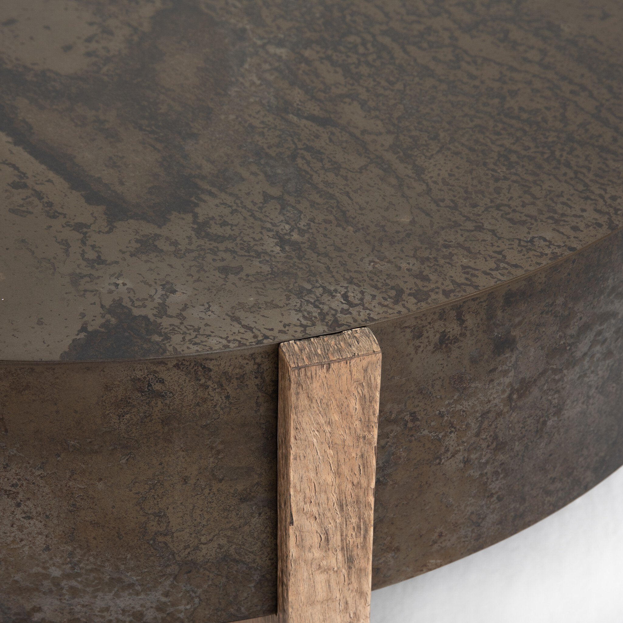 Four Hands Bingham Coffee Table — Distressed Iron-Rustic Oak Veneer