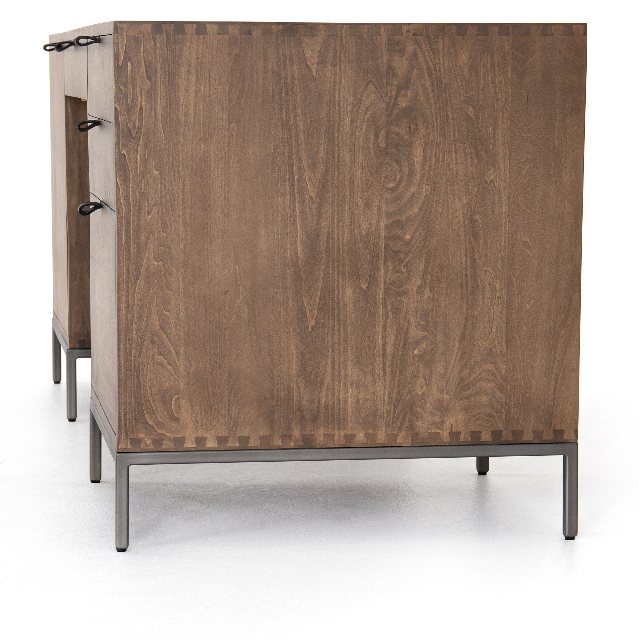 Four Hands Trey Executive Desk — Auburn Poplar-Natural Iron-Black Leather