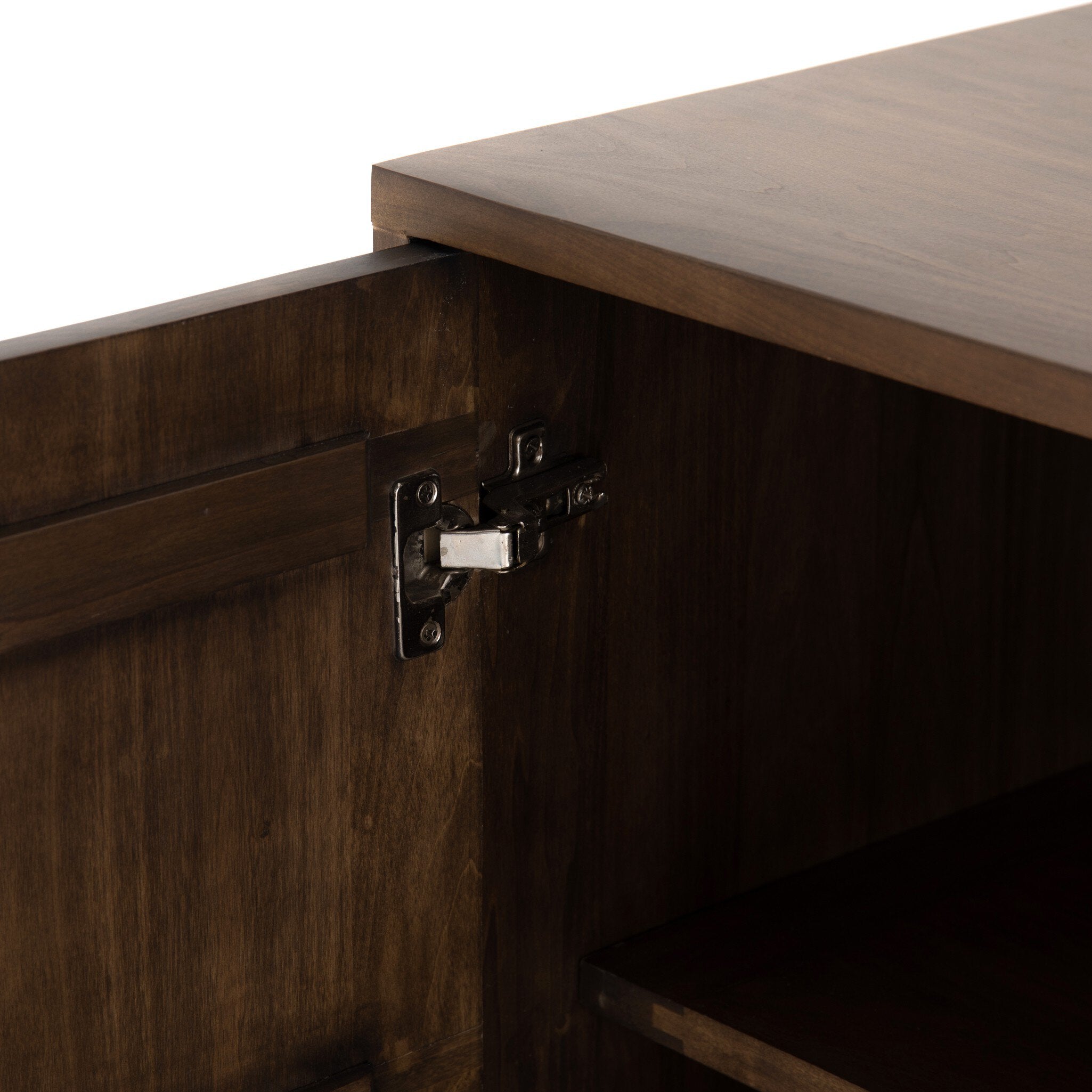 Four Hands Trey Executive Desk — Auburn Poplar-Natural Iron-Black Leather