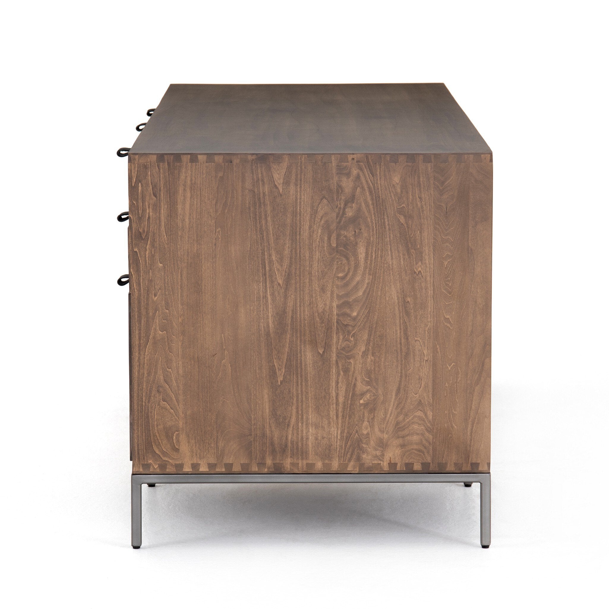 Four Hands Trey Executive Desk — Auburn Poplar-Natural Iron-Black Leather