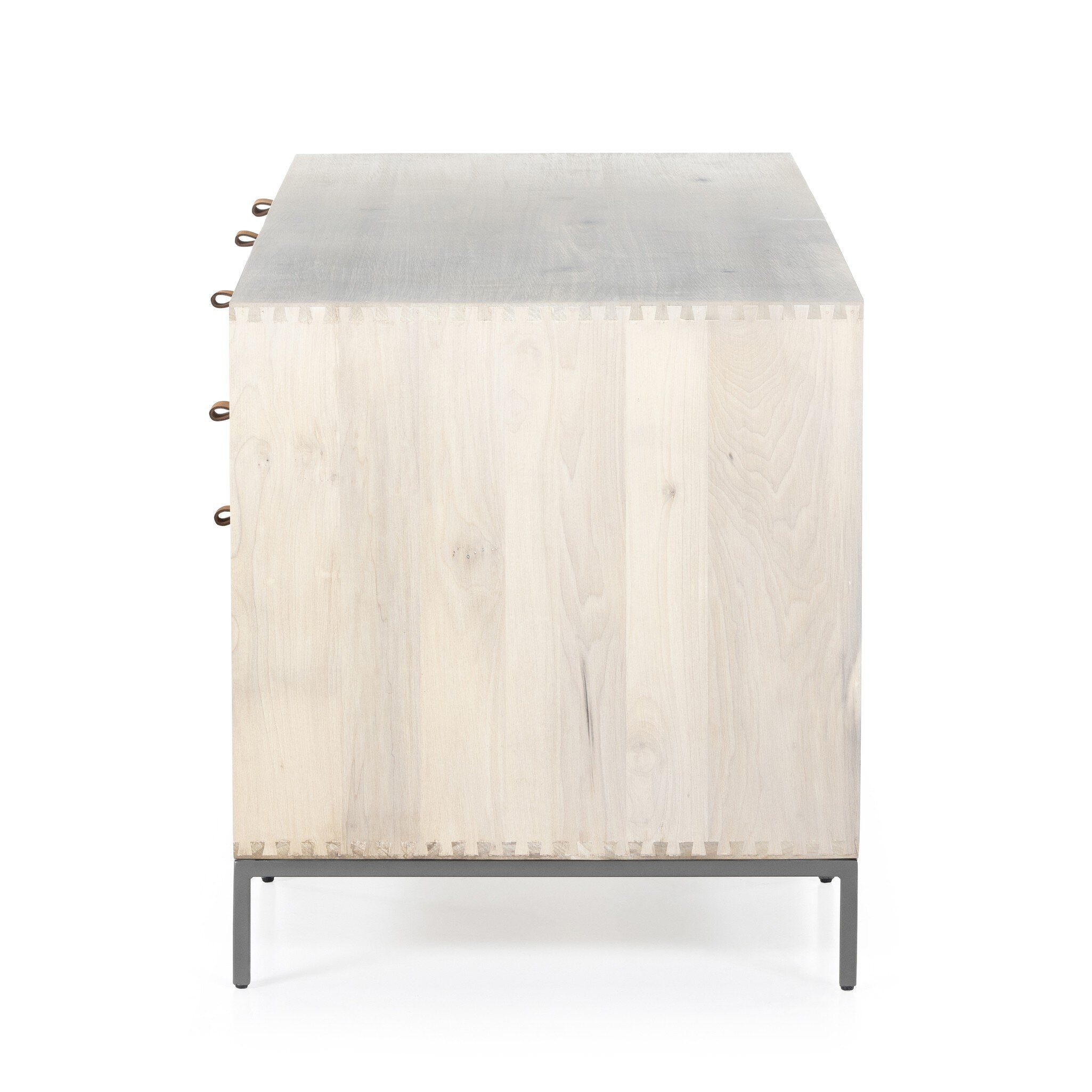 Four Hands Trey Executive Desk — Dove Poplar-Natural Iron-Toffee Leather