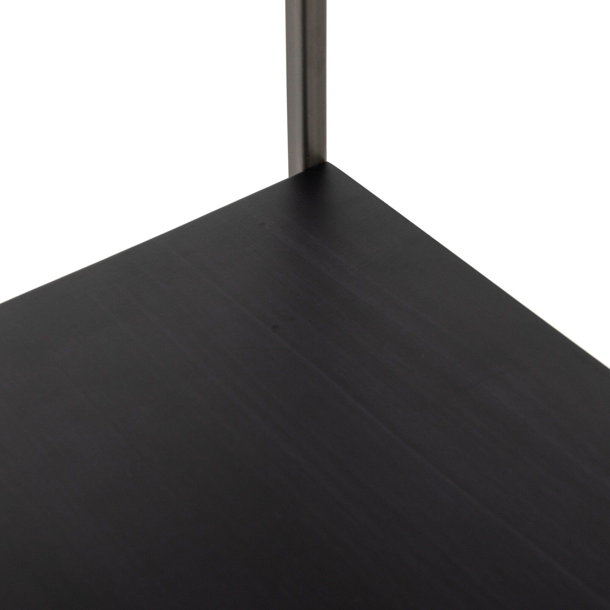 Four Hands Trey Modular Wall Desk — Black Wash Poplar-Natural Iron-Toffee Leather
