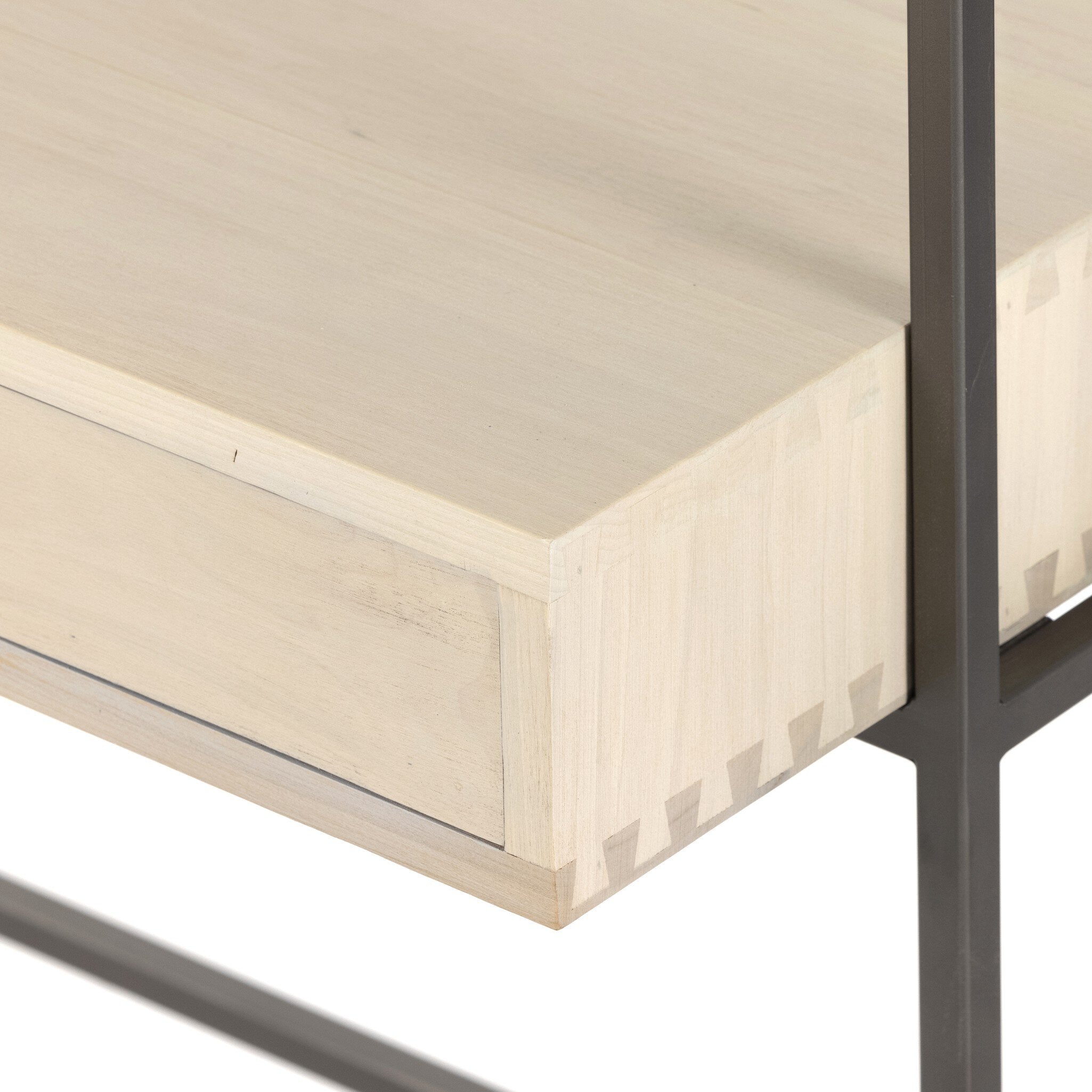 Four Hands Trey Modular Wall Desk — Dove Poplar-Natural Iron-Toffee Leather