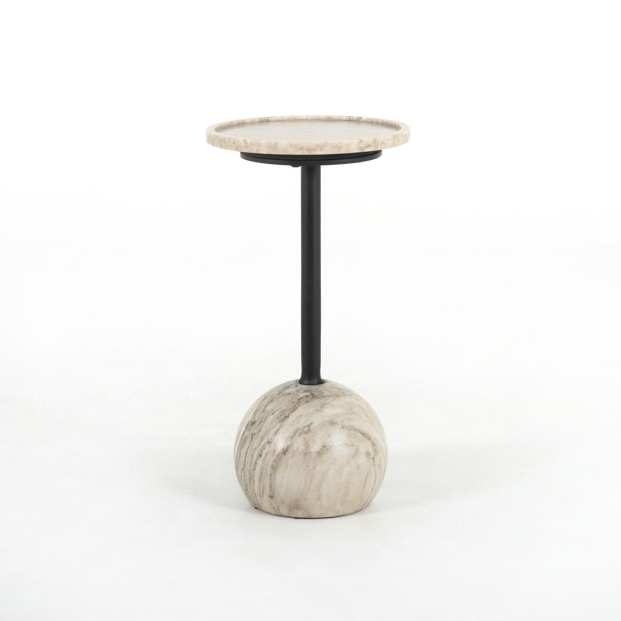 Four Hands Viola Accent Table — Antique White Marble-Dark Kettle Black