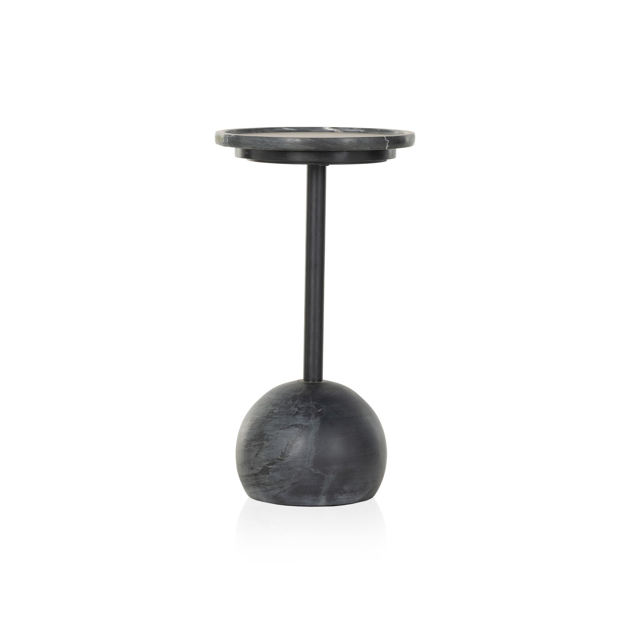 Four Hands Viola Accent Table — Black Marble-Dark Kettle Black