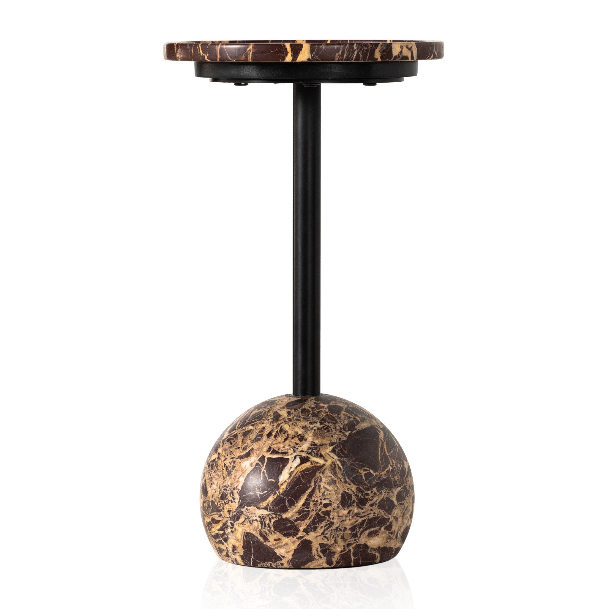 Four Hands Viola Accent Table — Merlot Marble-Dark Kettle Black