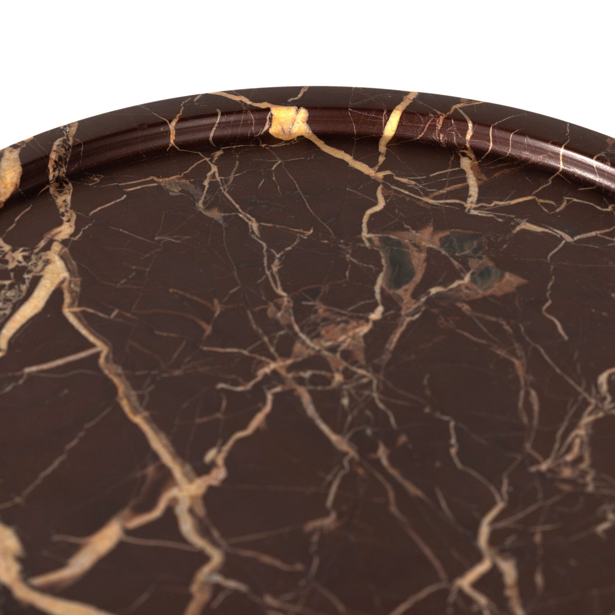 Four Hands Viola Accent Table — Merlot Marble-Dark Kettle Black