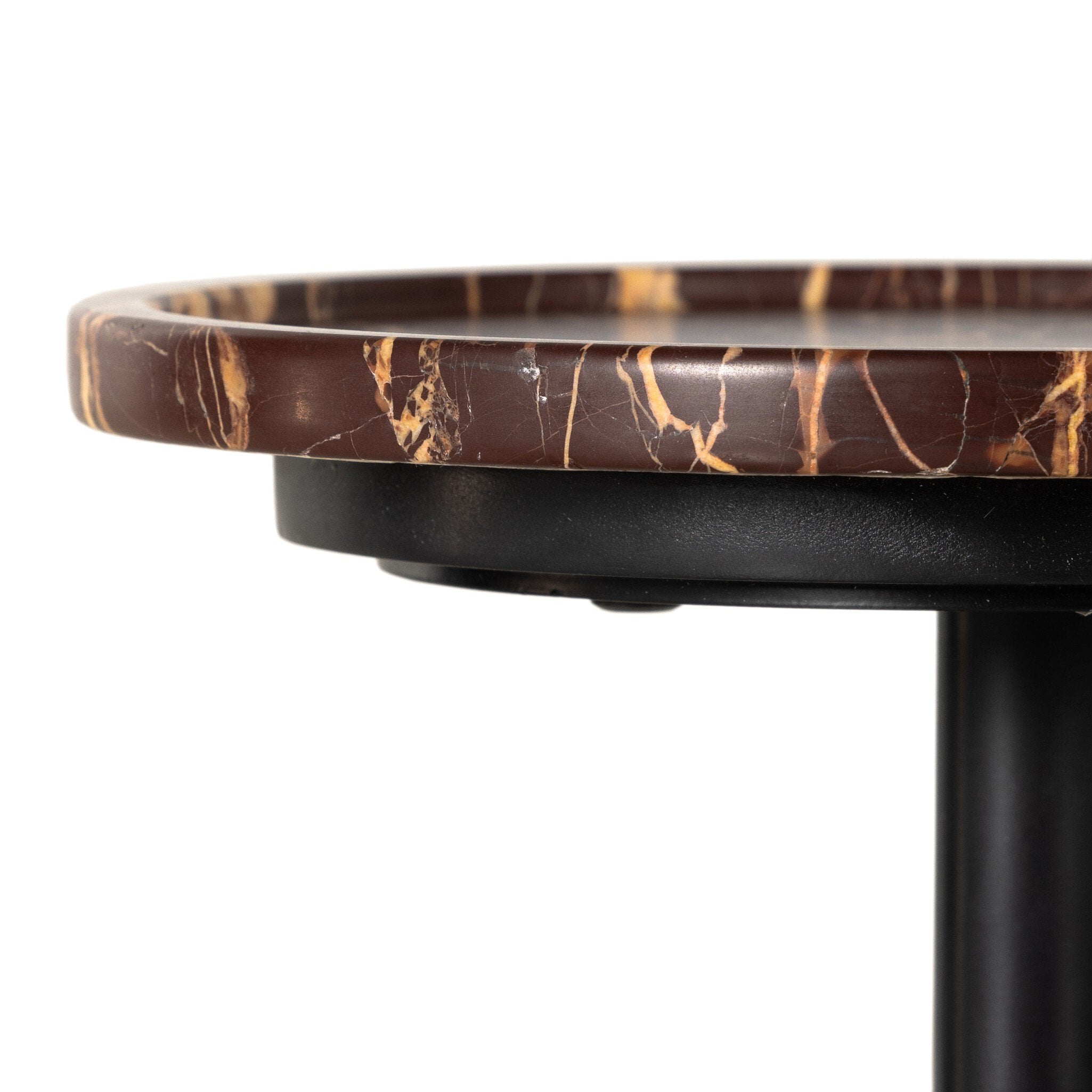 Four Hands Viola Accent Table — Merlot Marble-Dark Kettle Black