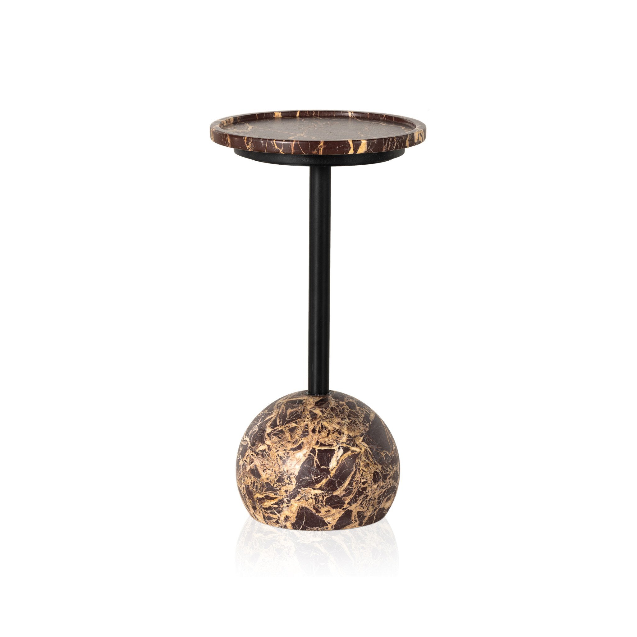 Four Hands Viola Accent Table — Merlot Marble-Dark Kettle Black