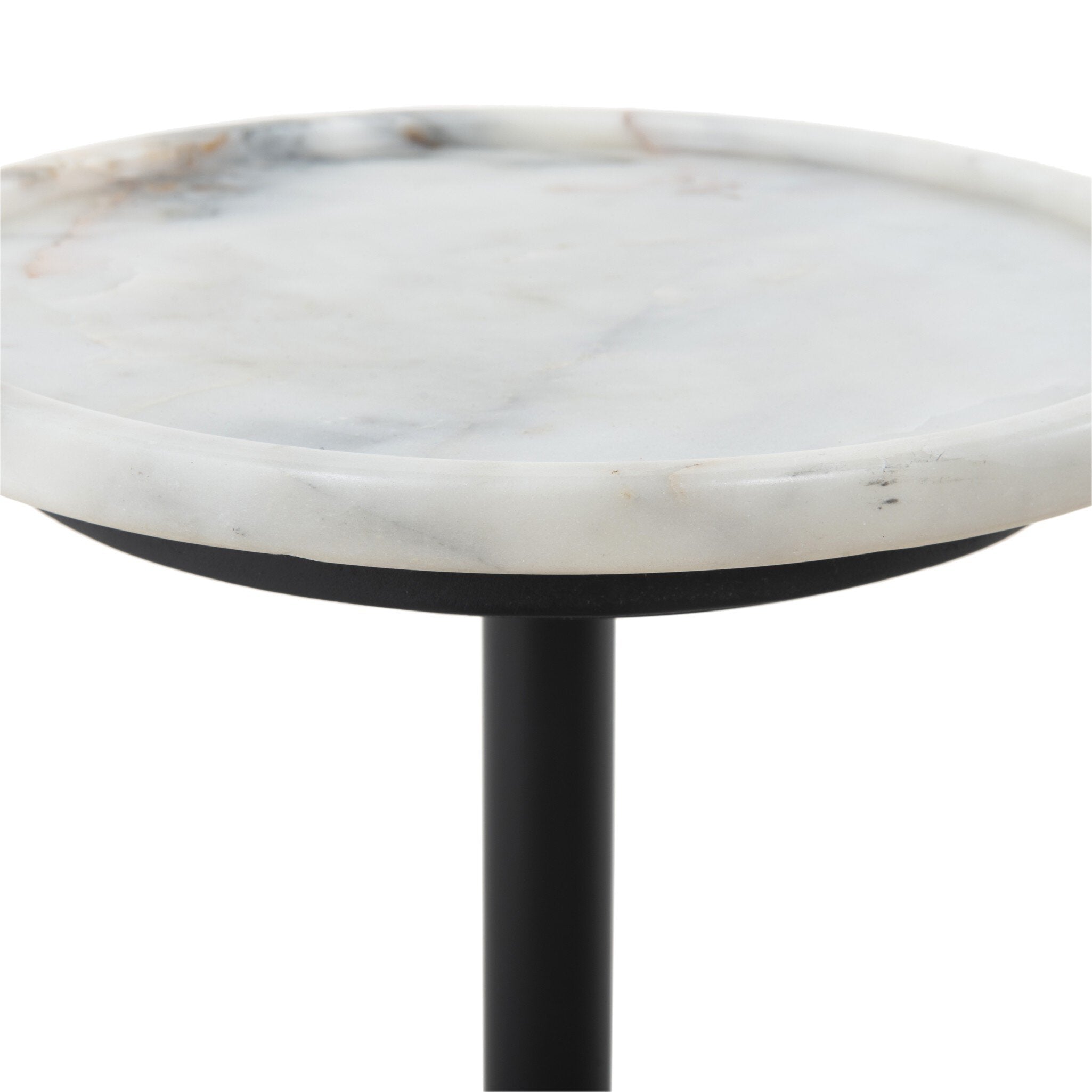 Four Hands Viola Accent Table — Polished White Marble-Dark Kettle Black