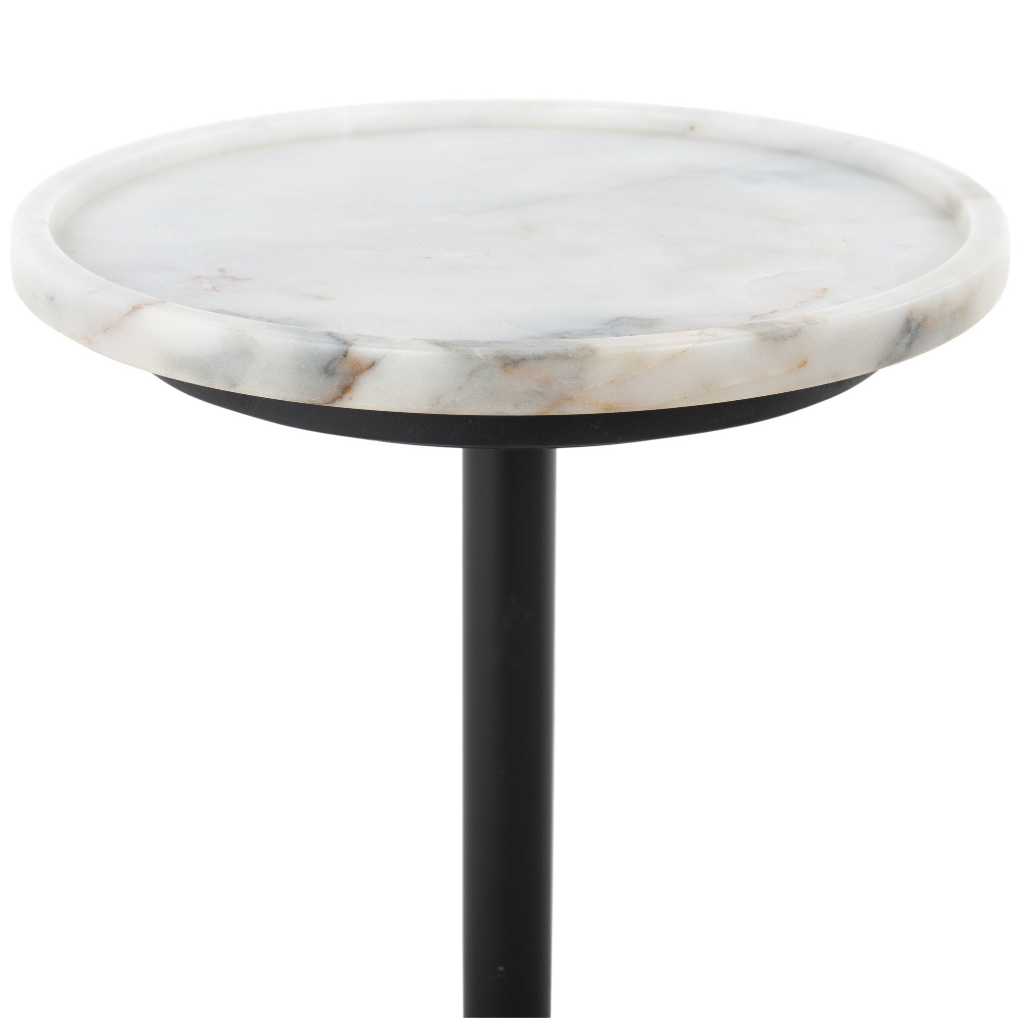 Four Hands Viola Accent Table — Polished White Marble-Dark Kettle Black