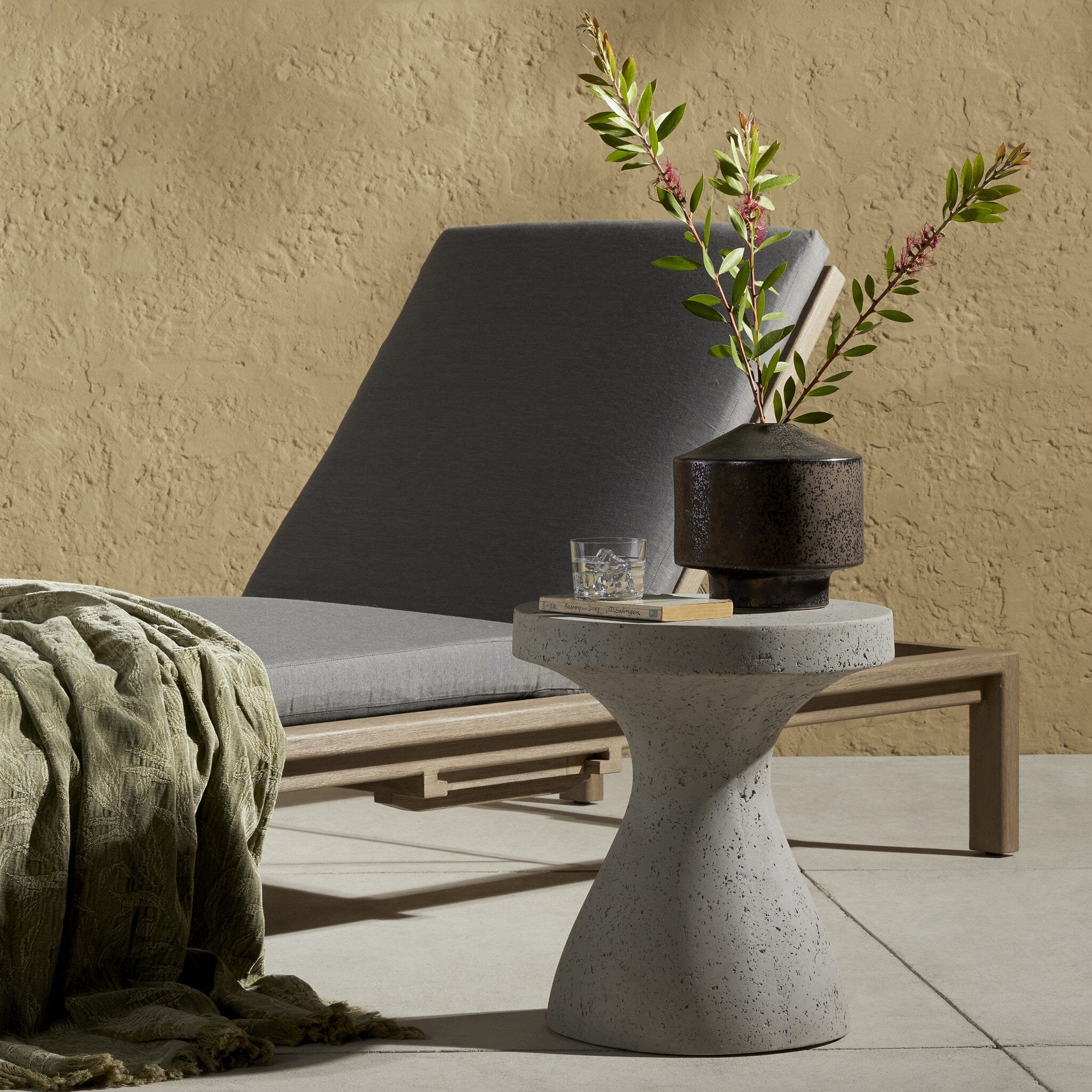 Four Hands Koda Outdoor End Table — Textured Grey