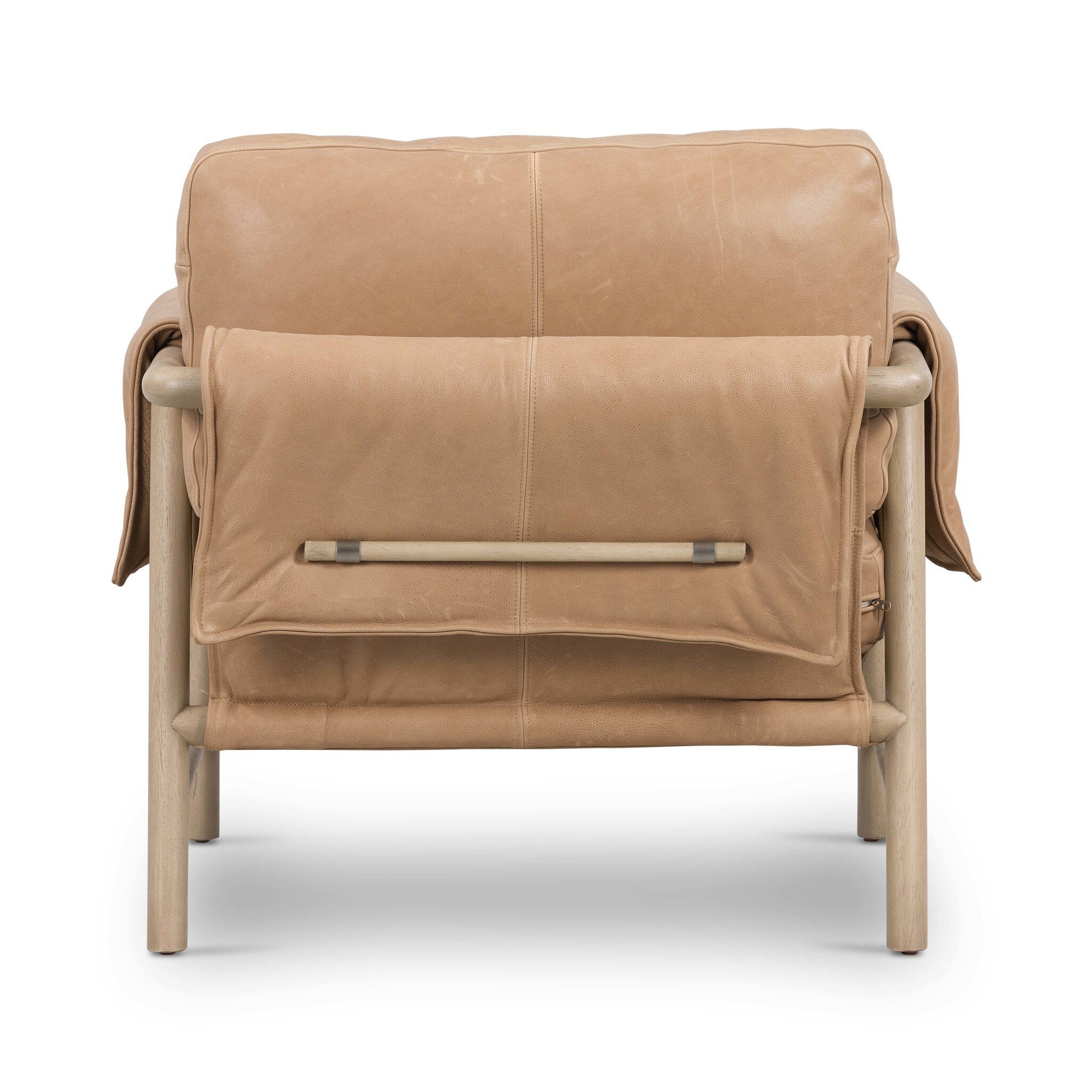 Four Hands Harrison Chair — Palermo Nude-Yucca Parawood-Brushed Silver