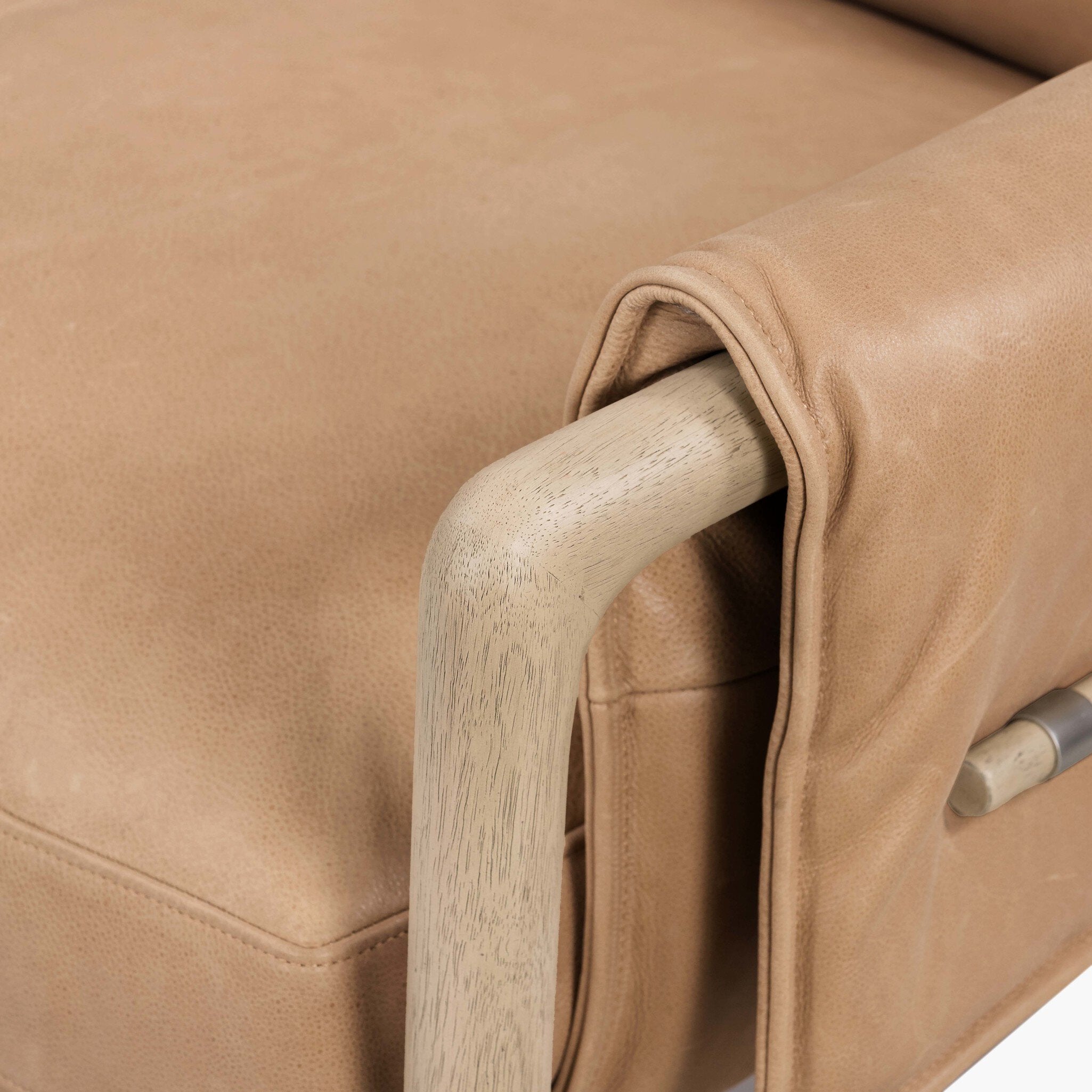 Four Hands Harrison Chair — Palermo Nude-Yucca Parawood-Brushed Silver