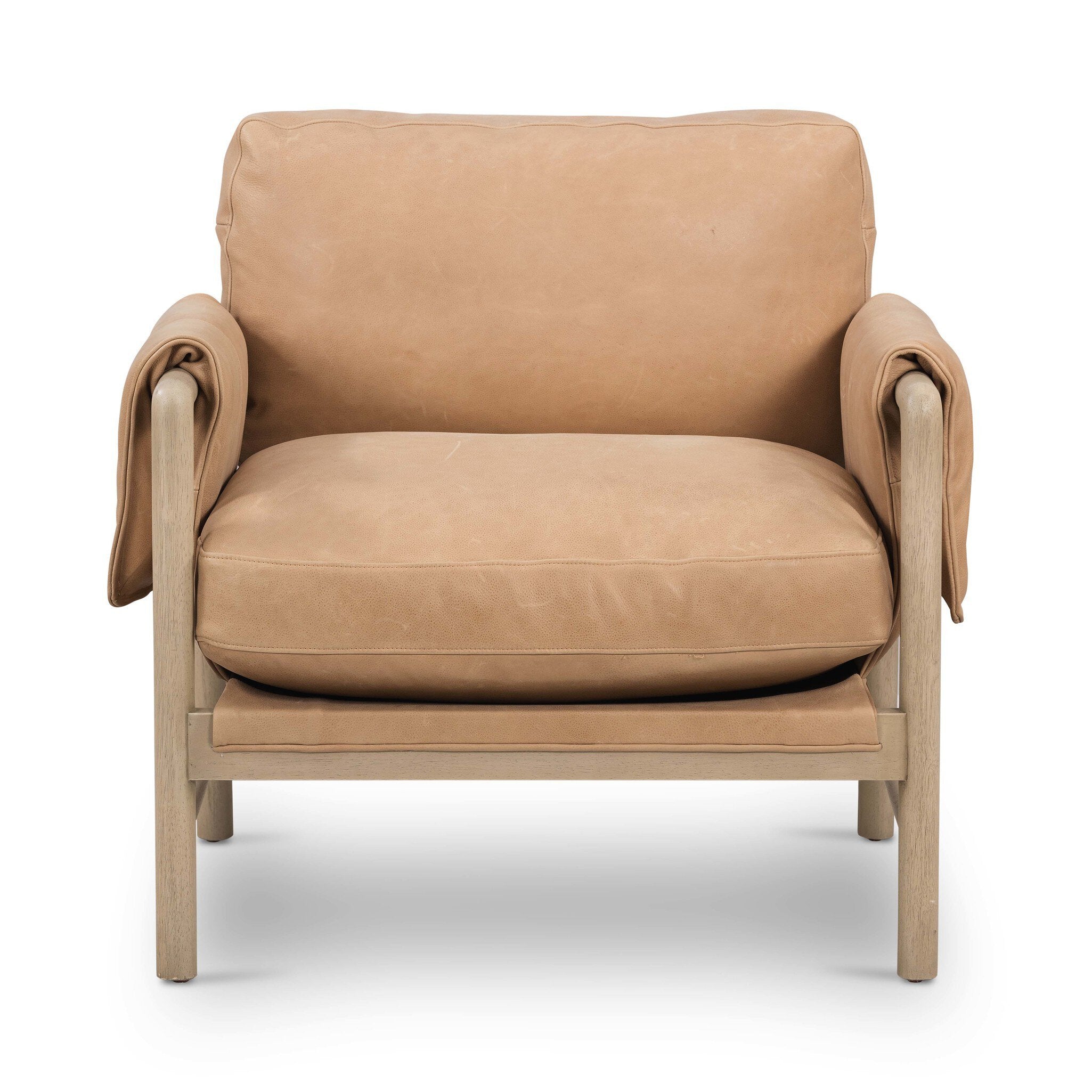 Four Hands Harrison Chair — Palermo Nude-Yucca Parawood-Brushed Silver
