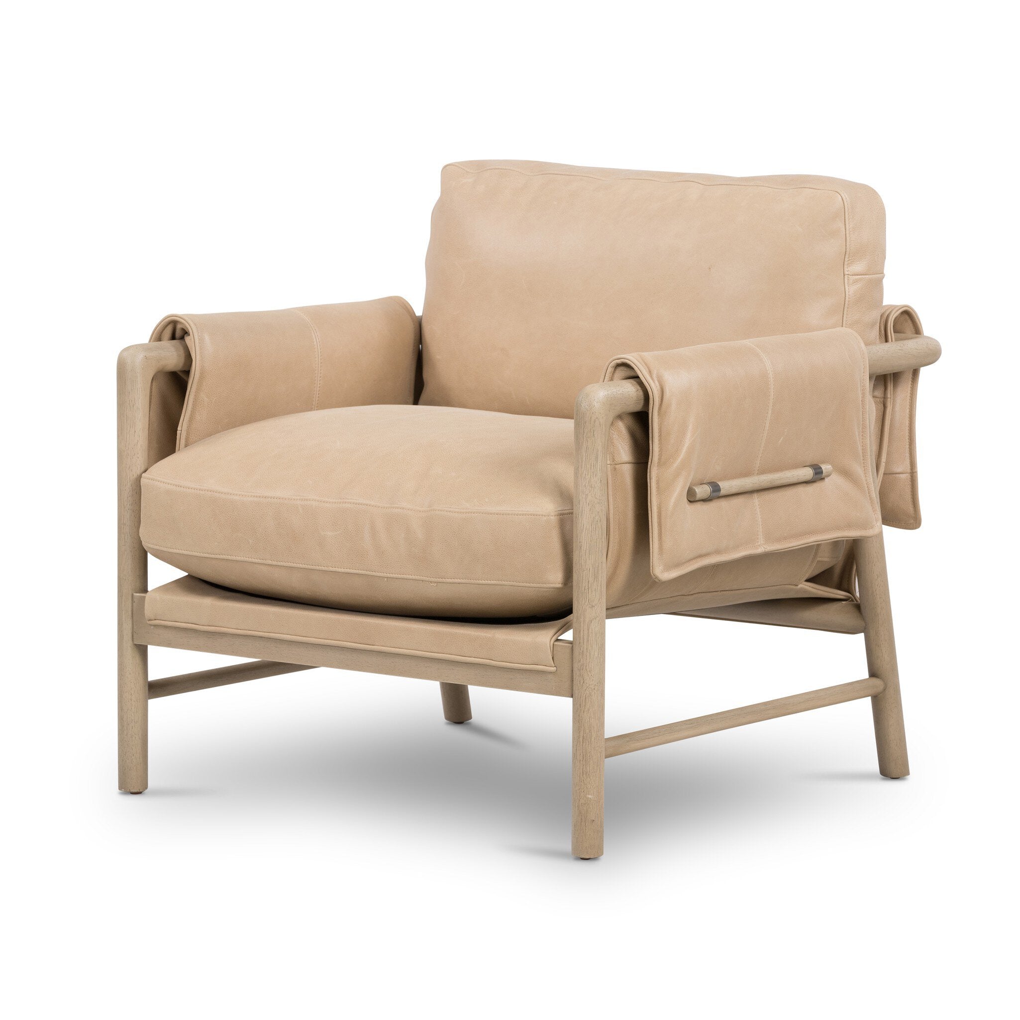 Four Hands Harrison Chair — Palermo Nude-Yucca Parawood-Brushed Silver