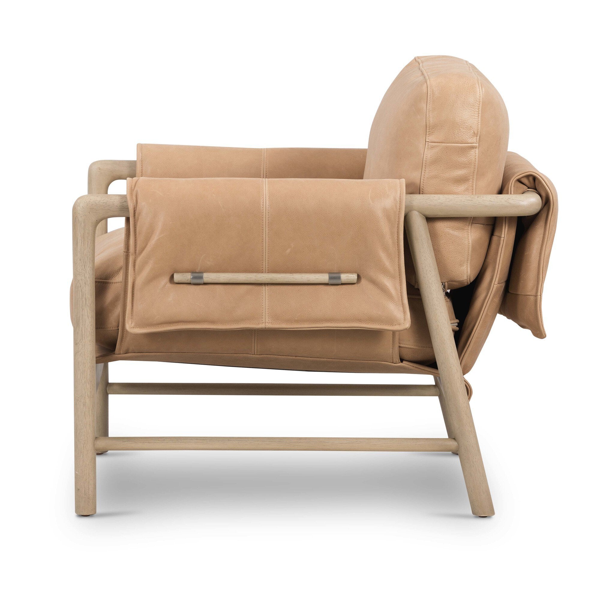 Four Hands Harrison Chair — Palermo Nude-Yucca Parawood-Brushed Silver