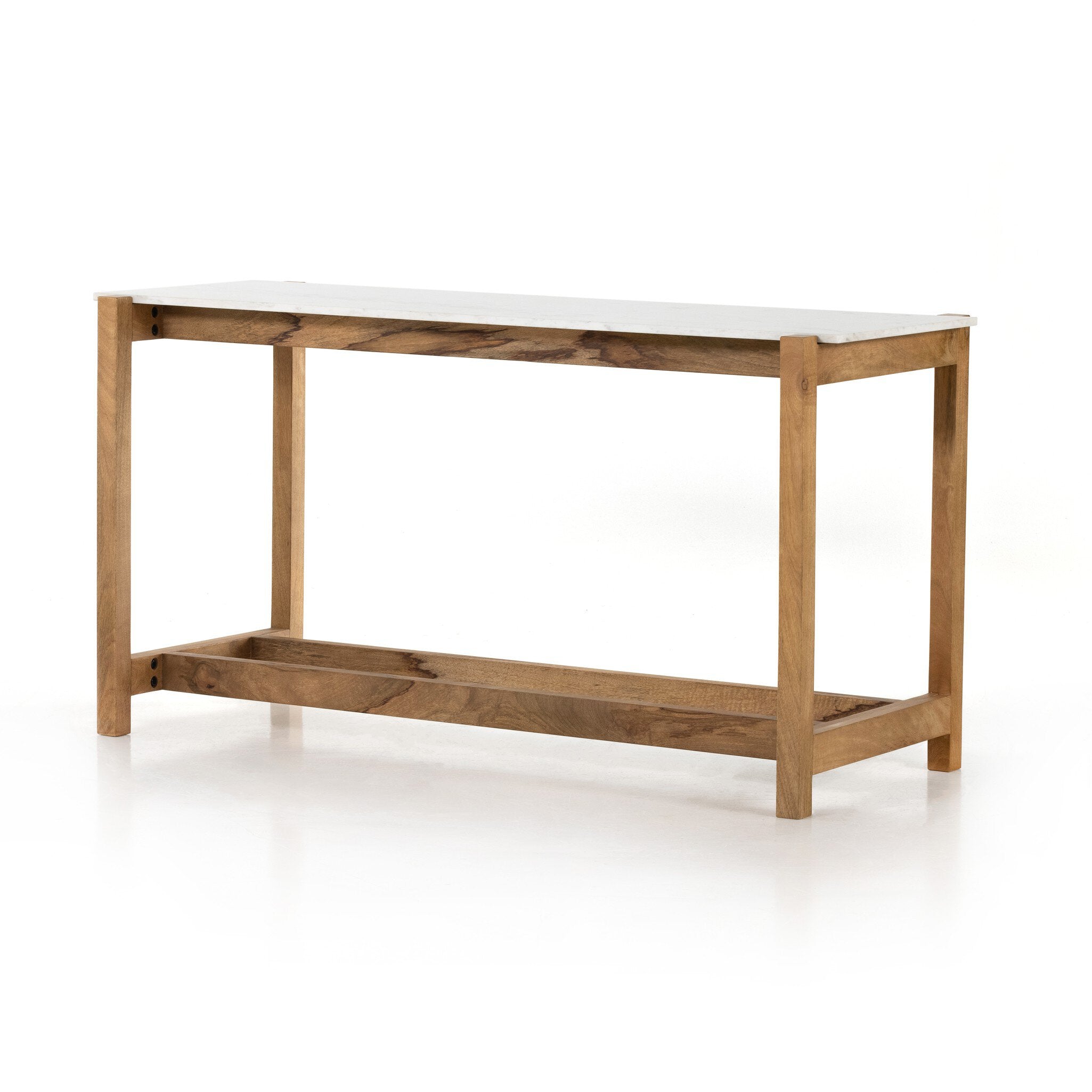 Four Hands Scout Bar + Counter Table — Auburn Mango-Polished White Marble-Counter